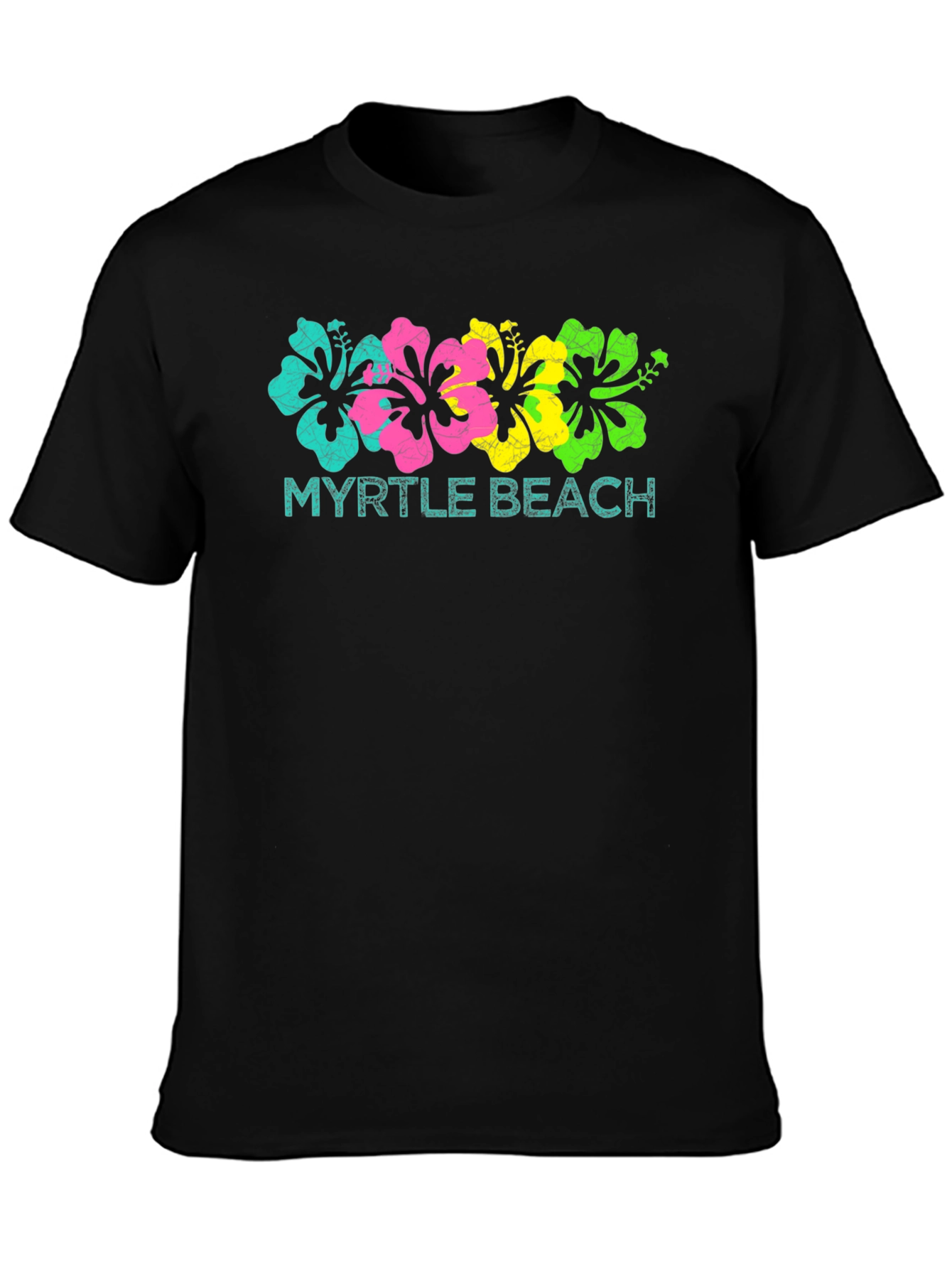 Myrtle Beach Floral Graphic Tee - Black