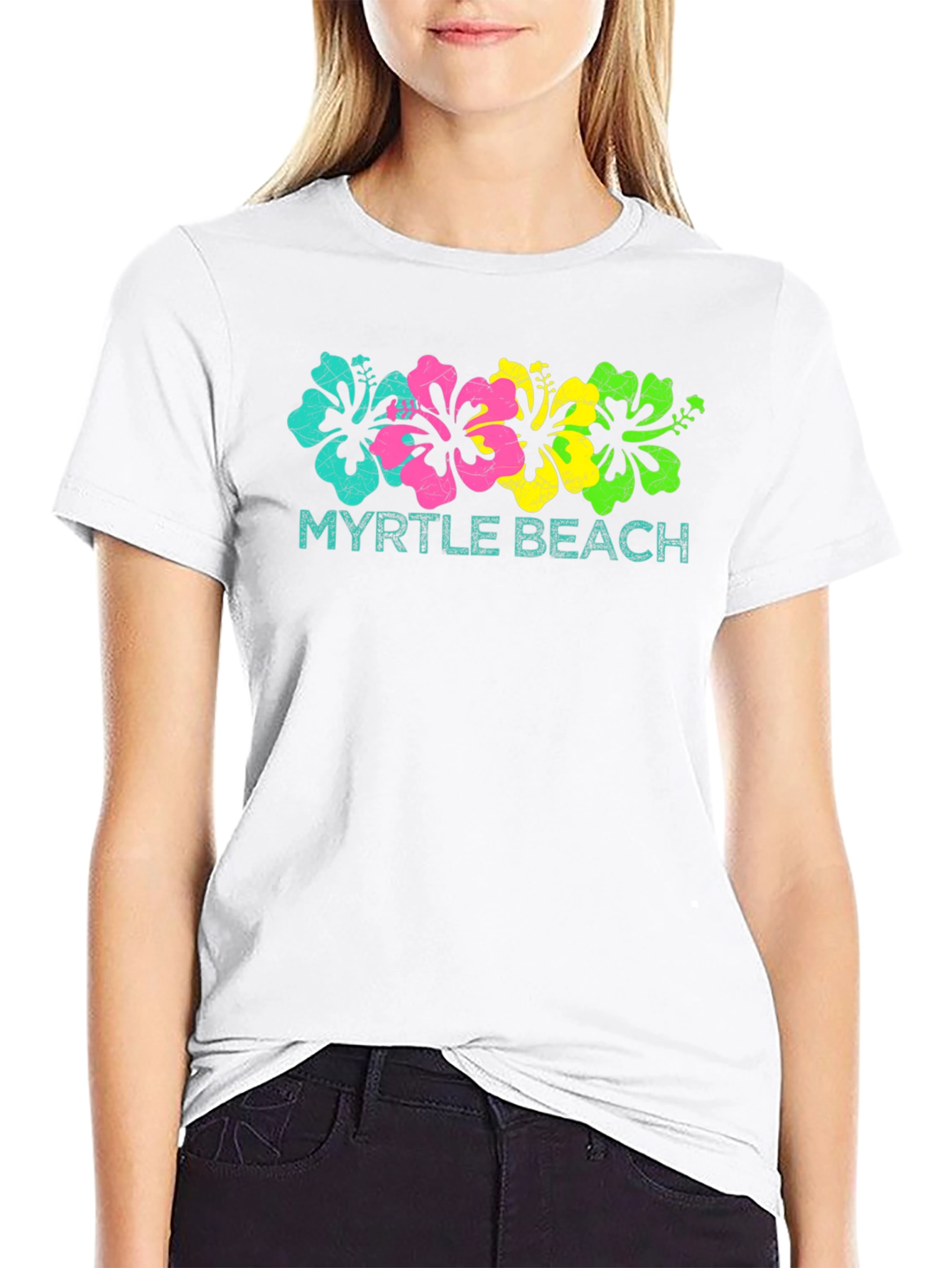 Myrtle Beach Floral Graphic Tee - Black