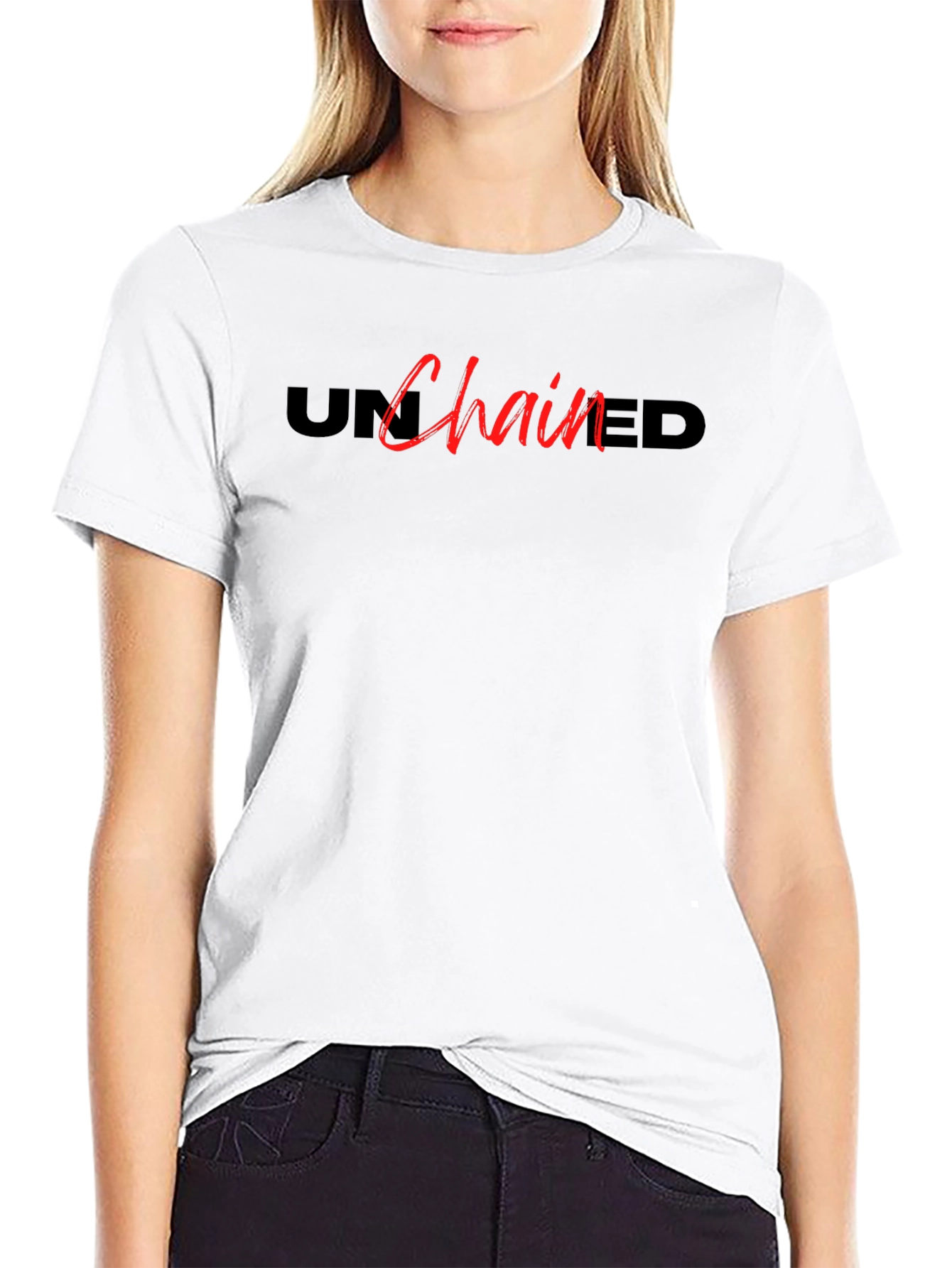 Unchained Black T-Shirt - Bold Graphic Design