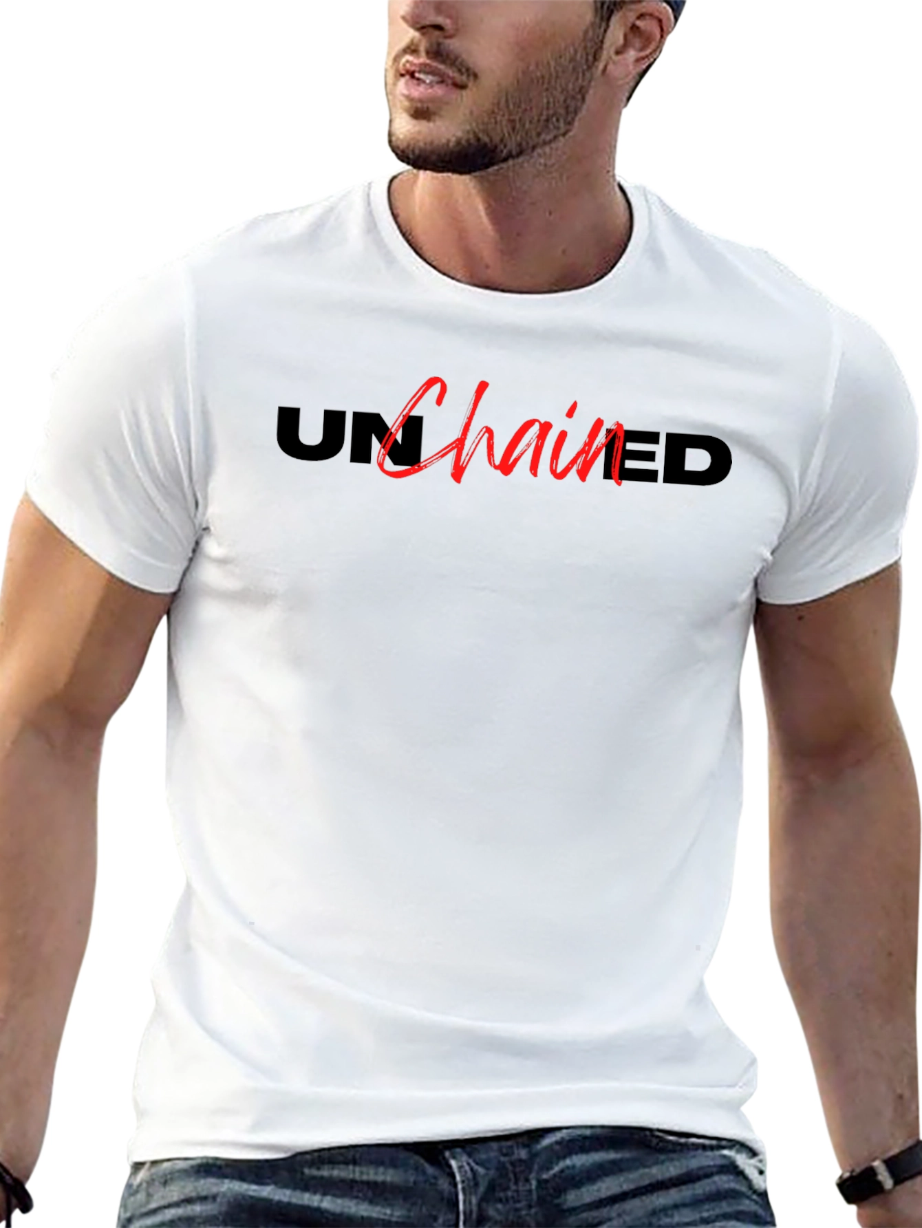 Unchained Black T-Shirt - Bold Graphic Design