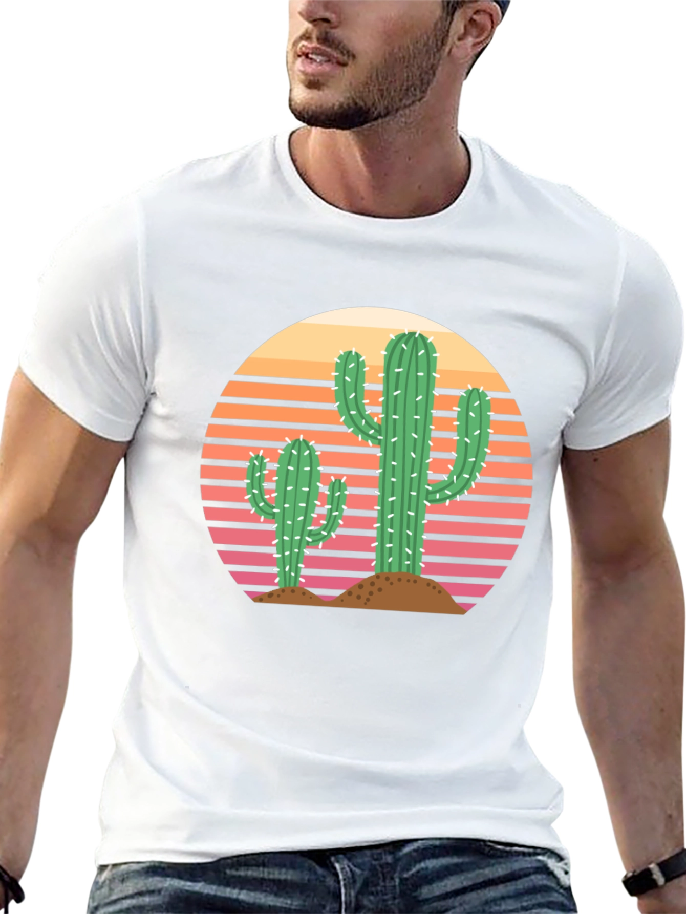 Retro Cactus Sunset Graphic Tee - Unisex