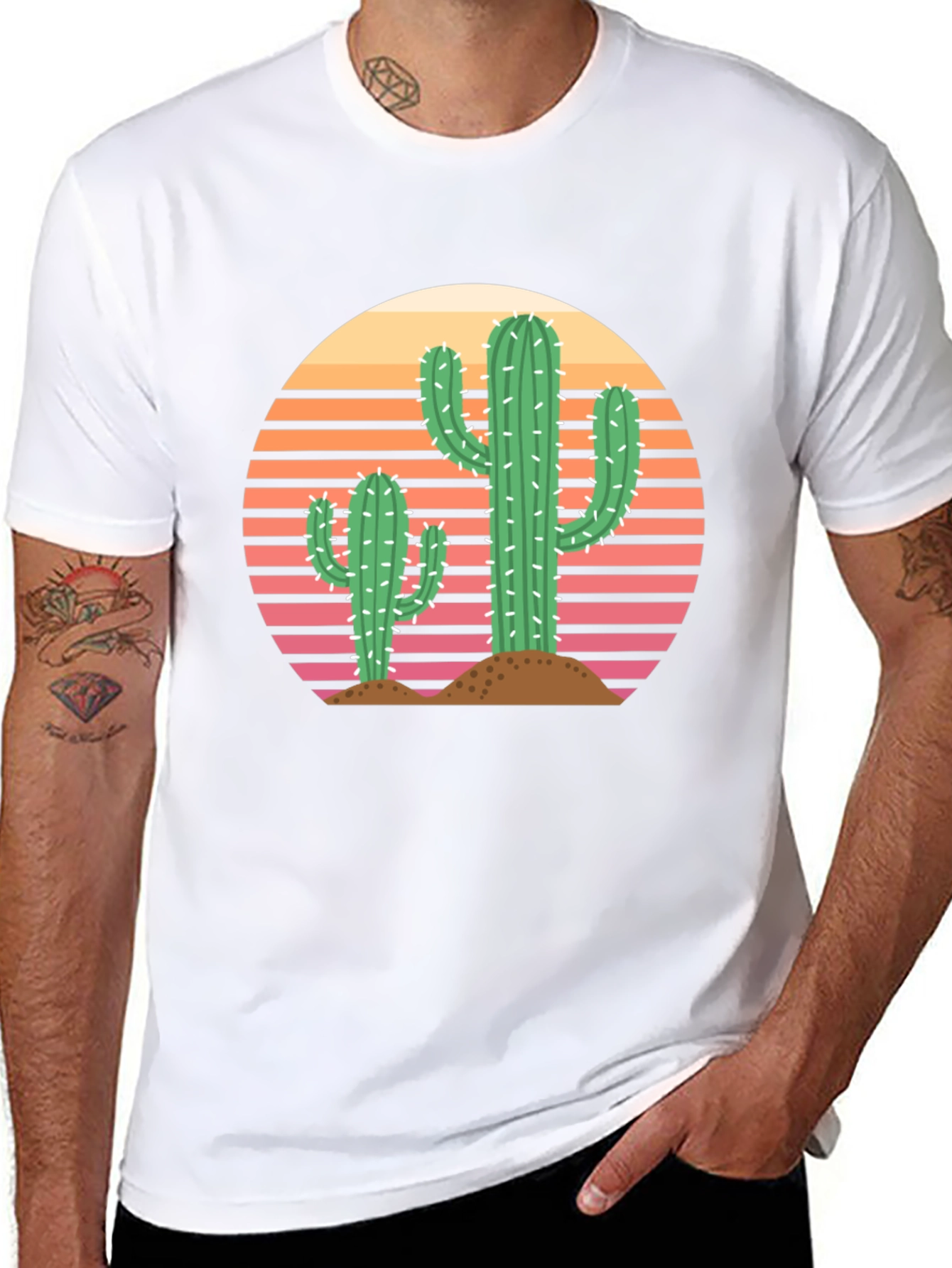 Retro Cactus Sunset Graphic Tee - Unisex
