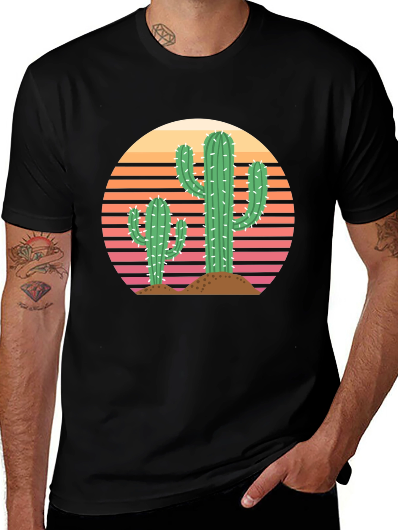 Retro Cactus Sunset Graphic Tee - Unisex