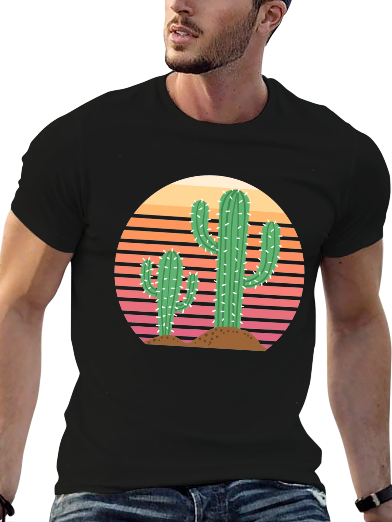 Retro Cactus Sunset Graphic Tee - Unisex