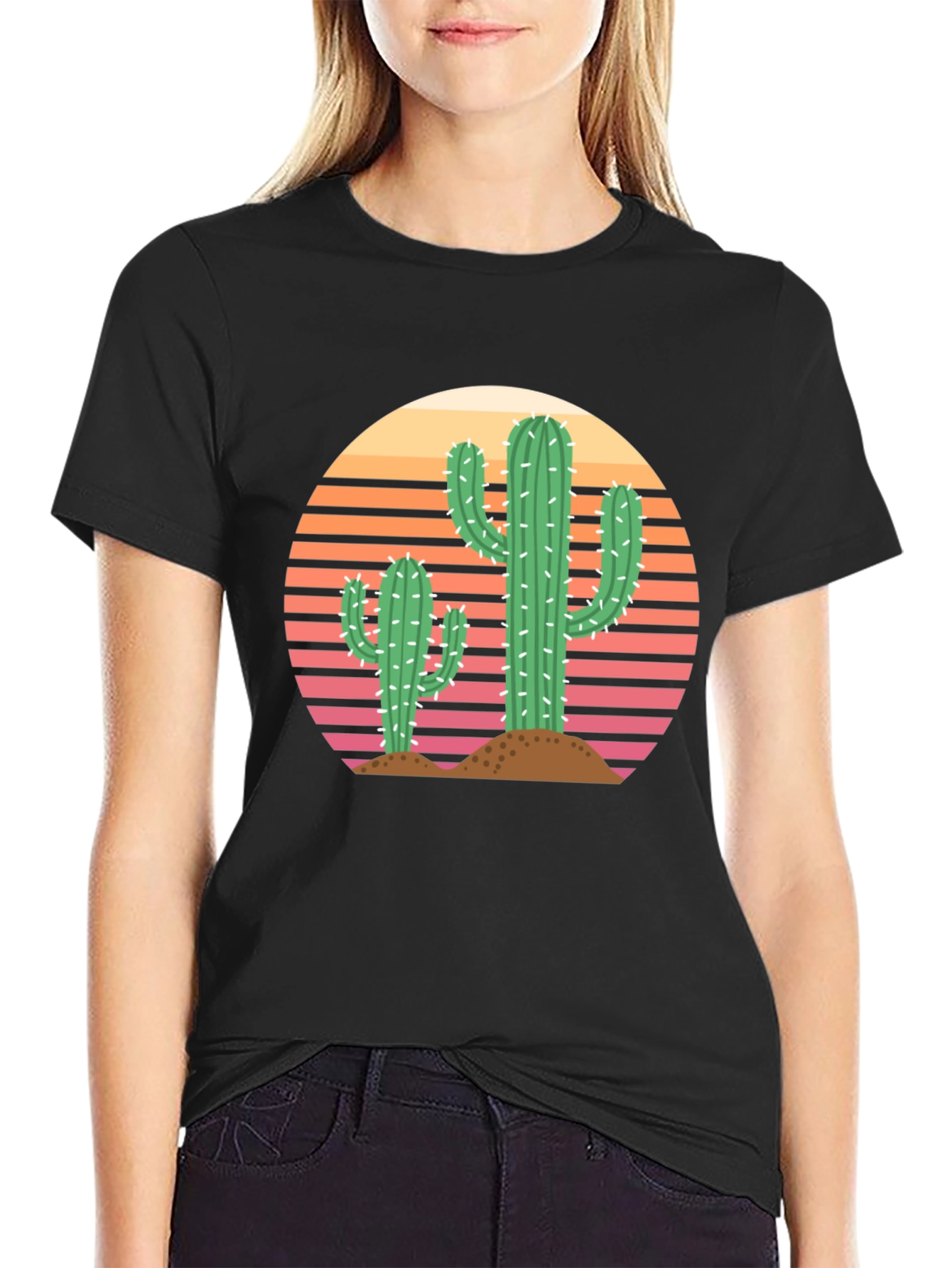 Retro Cactus Sunset Graphic Tee - Unisex