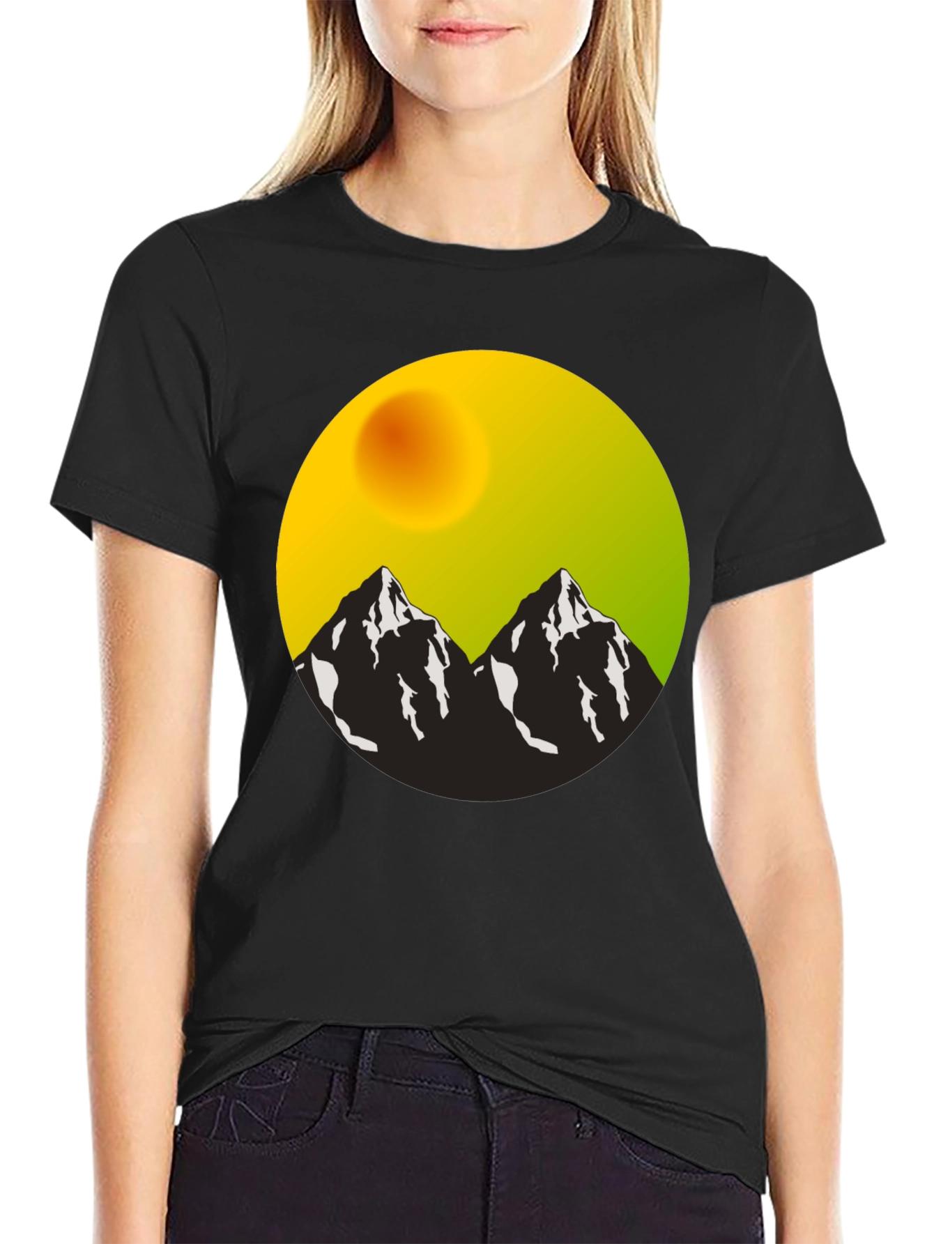 Mountain Vista Graphic Tee - Black Cotton Blend