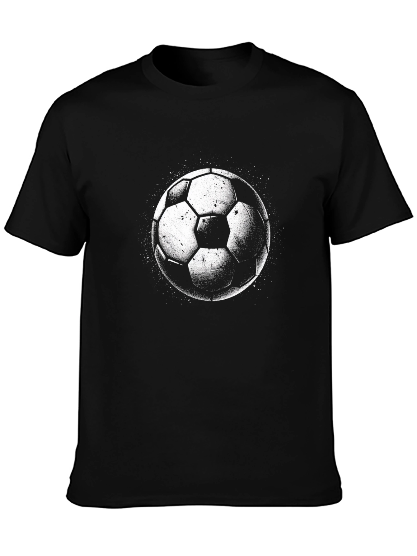 Soccer Ball Graphic Tee - Black Cotton T-Shirt