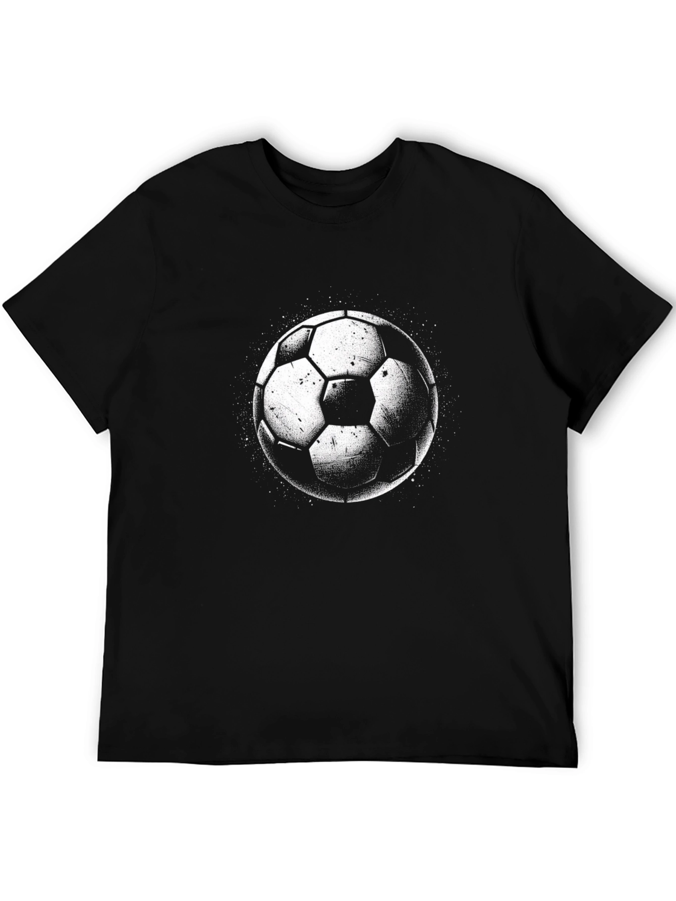 Soccer Ball Graphic Tee - Black Cotton T-Shirt