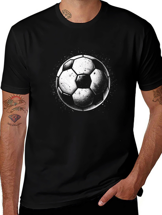 Soccer Ball Graphic Tee - Black Cotton T-Shirt