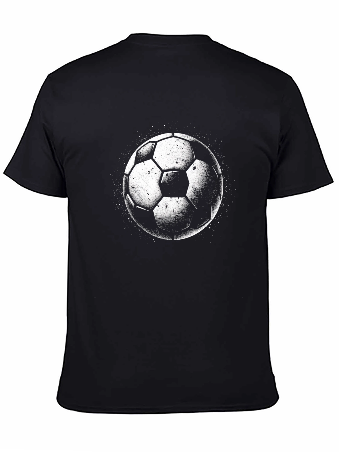 Soccer Ball Graphic Tee - Black Cotton T-Shirt