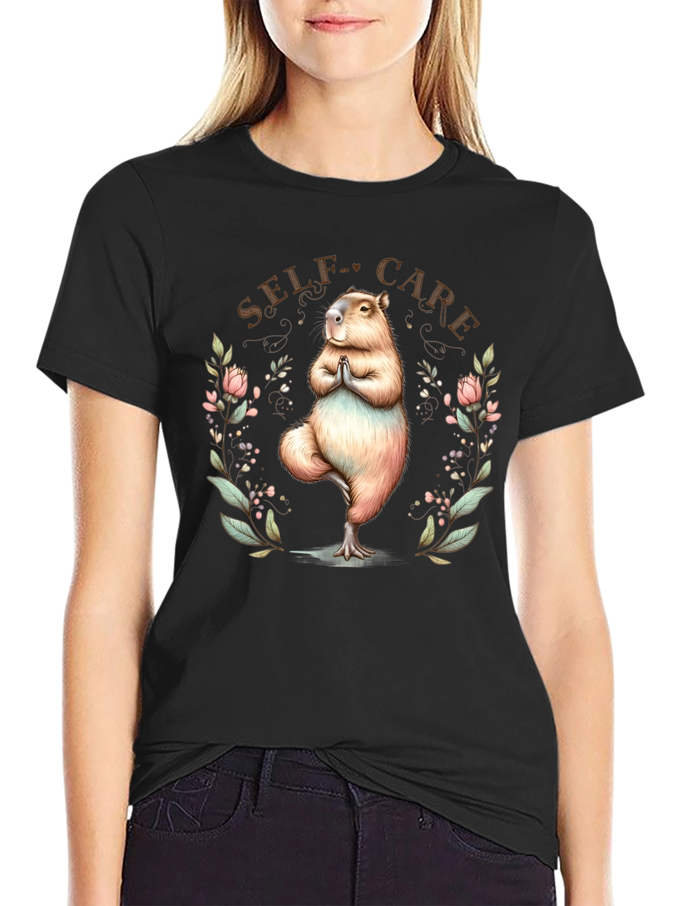 Self-Care Capybara Yoga Tee