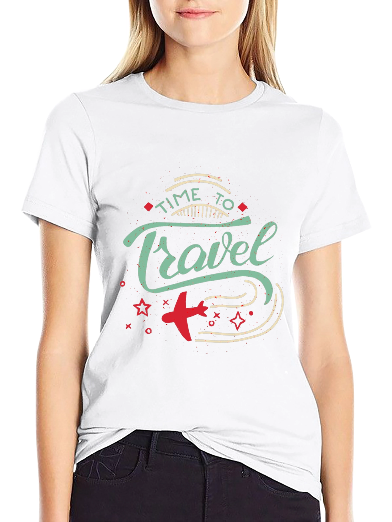 Time to Travel Graphic Print Black T-Shirt