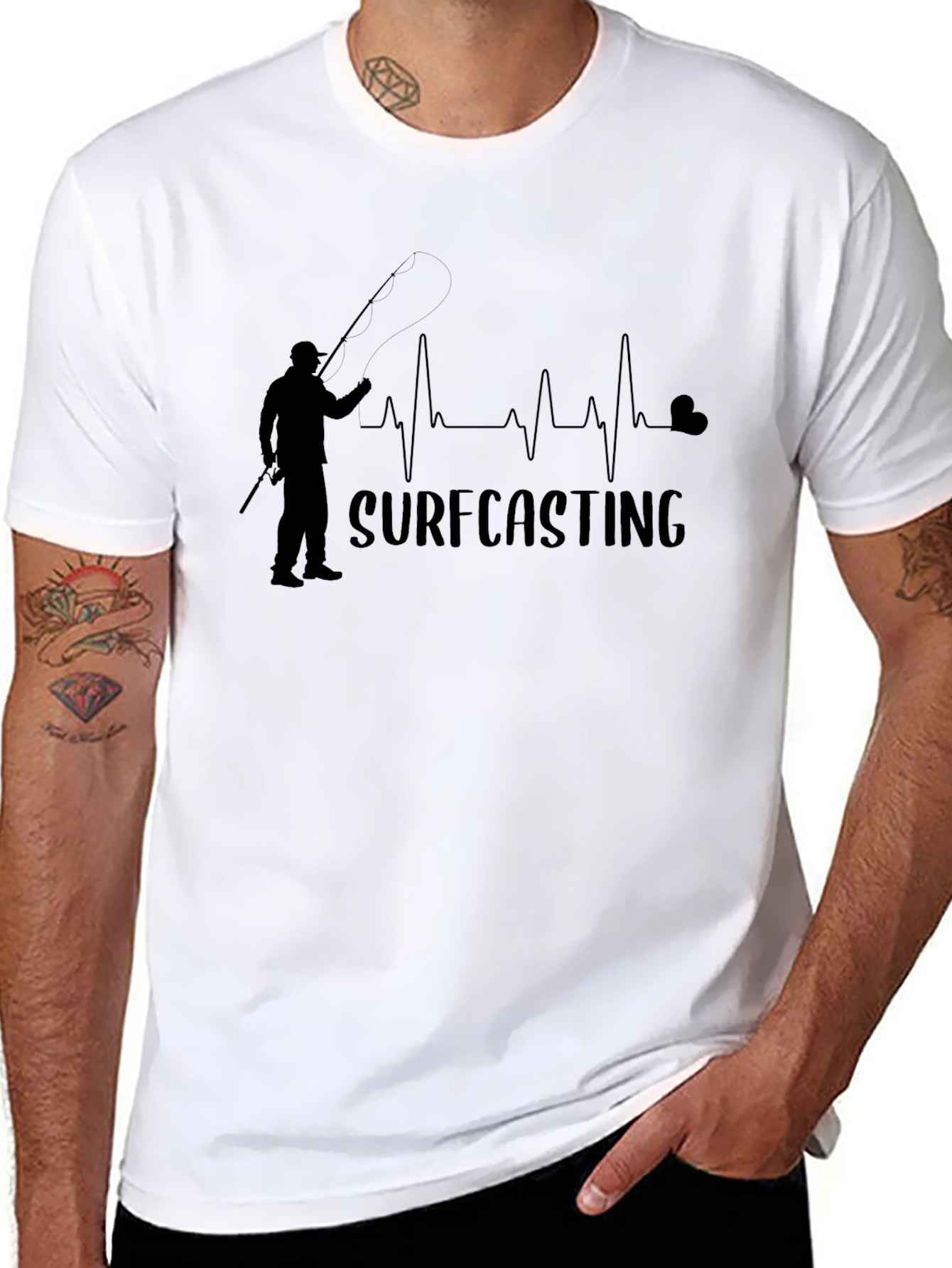 Surfcasting Heartbeat Graphic Tee