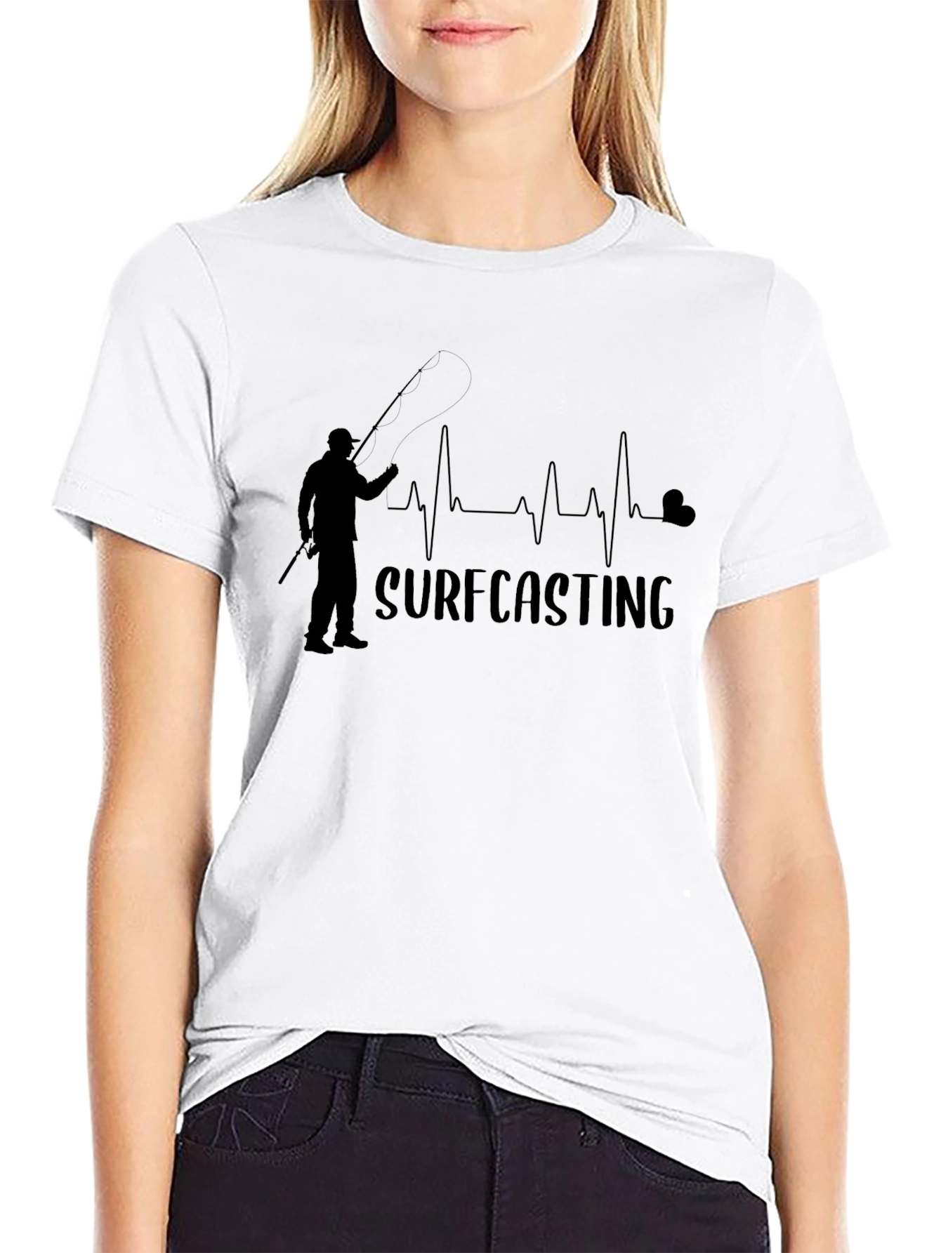 Surfcasting Heartbeat Graphic Tee