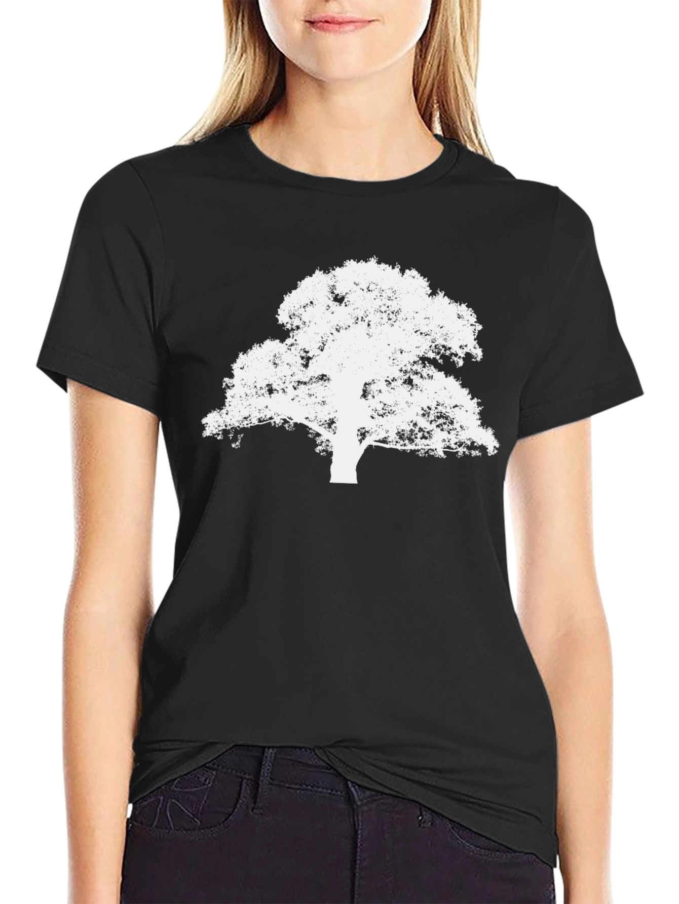 White Tree on Black Tee - Graphic Nature Shirt