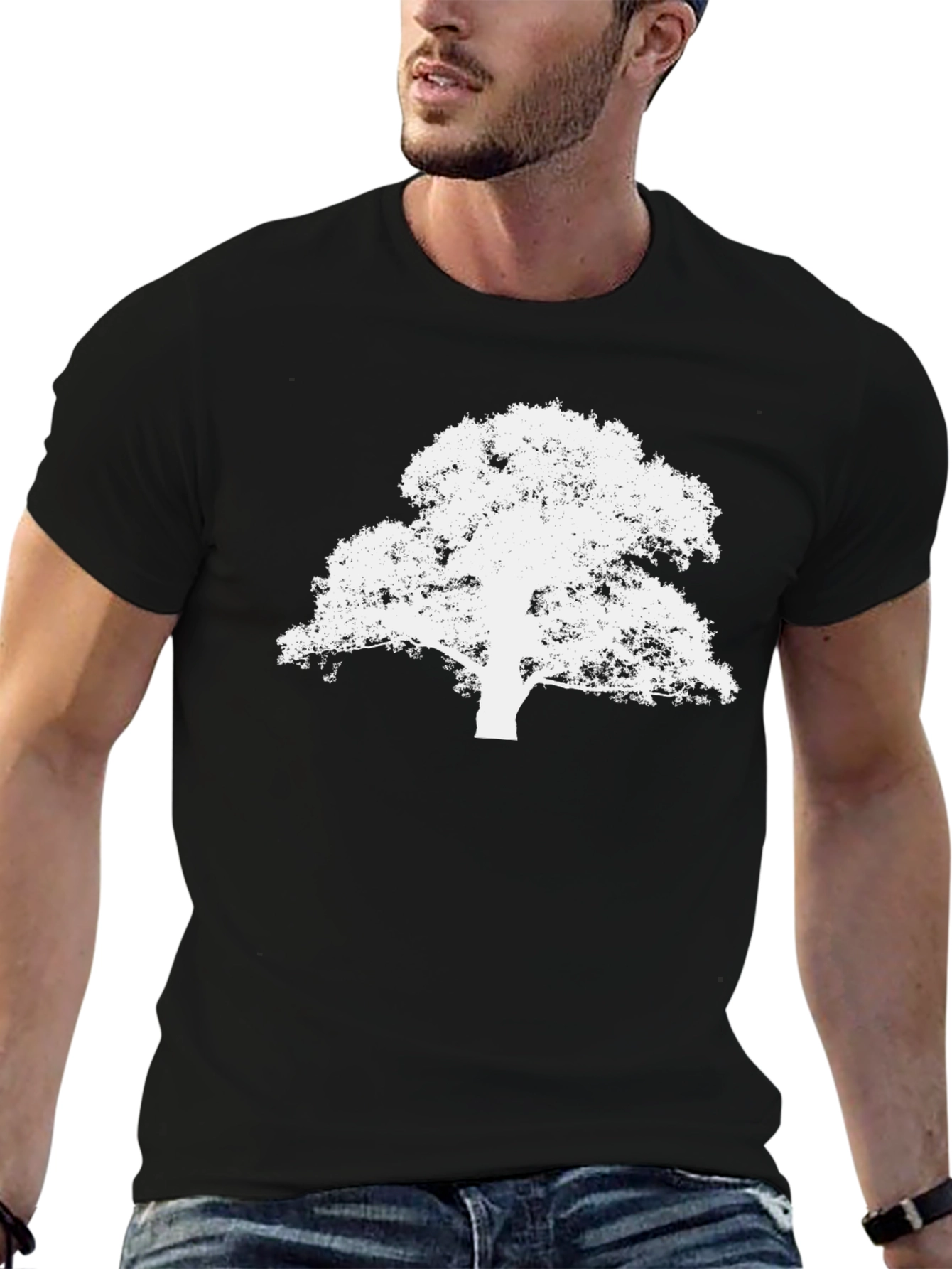 White Tree on Black Tee - Graphic Nature Shirt