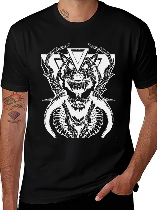 Mens Black Graphic Tee - Devilish Design