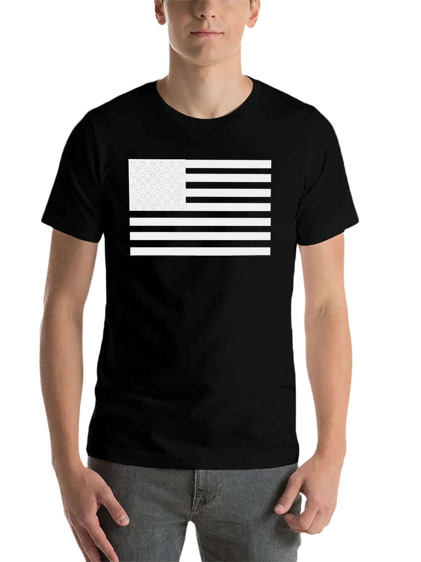 US Flag Grey Unisex Casual T-Shirt – Clean Design For Daily Comfort