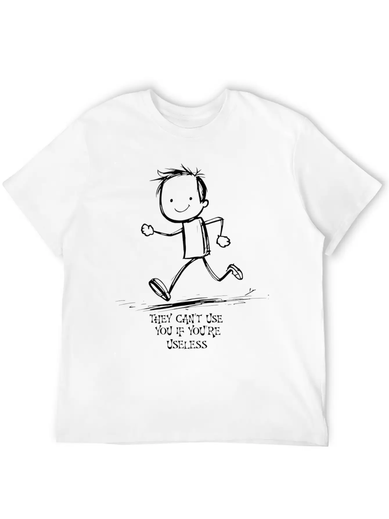 Useless Cartoon Funny Minimalism Unisex Casual T-Shirt – Clean Design For Daily Comfort