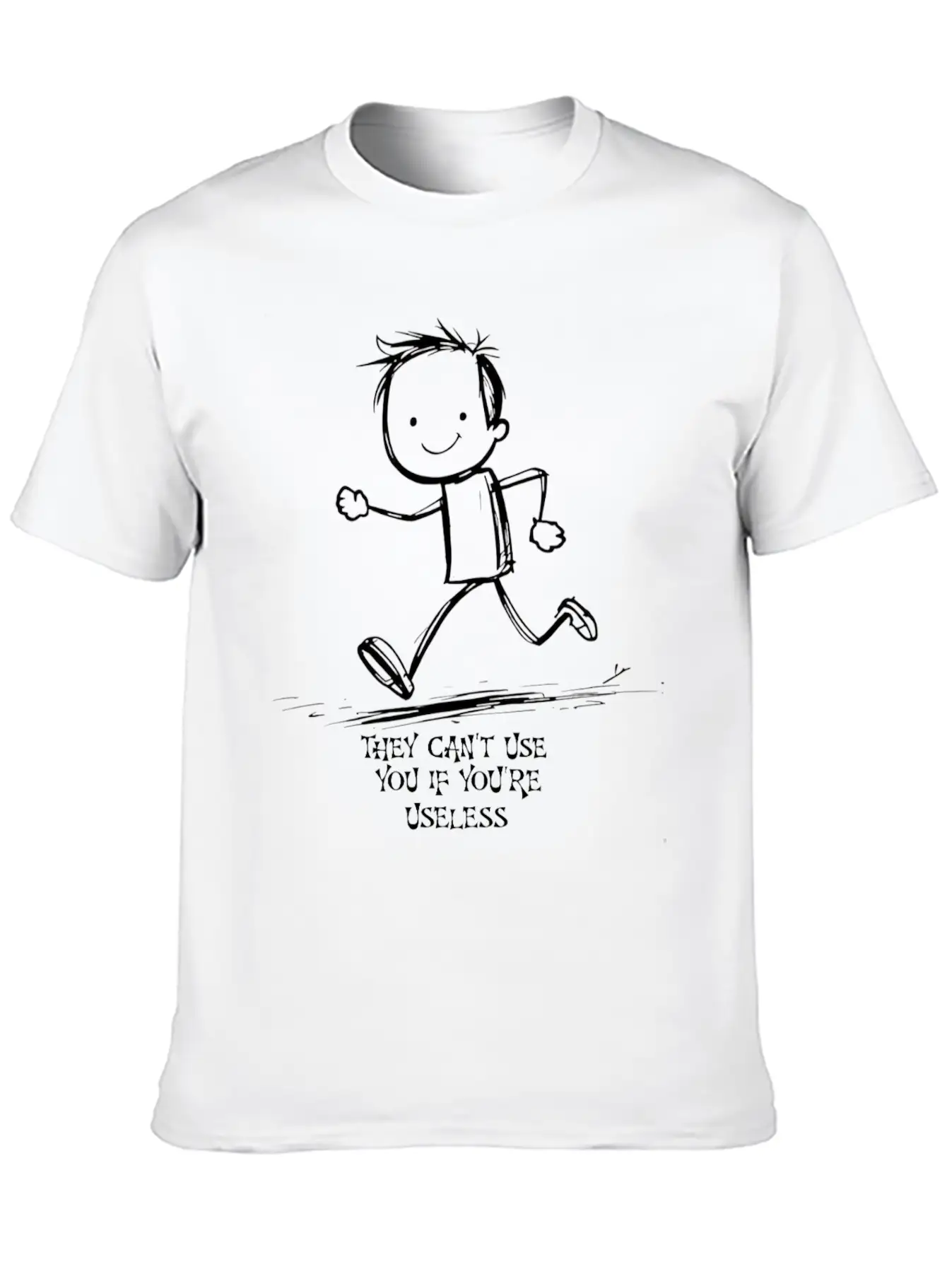 Useless Cartoon Funny Minimalism Unisex Casual T-Shirt – Clean Design For Daily Comfort