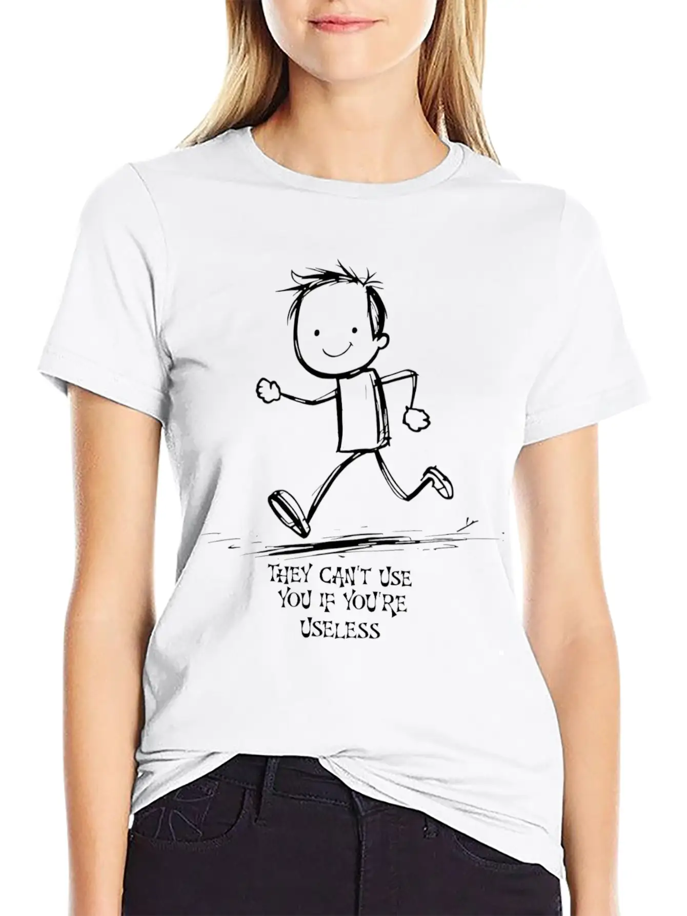 Useless Cartoon Funny Minimalism Unisex Casual T-Shirt – Clean Design For Daily Comfort