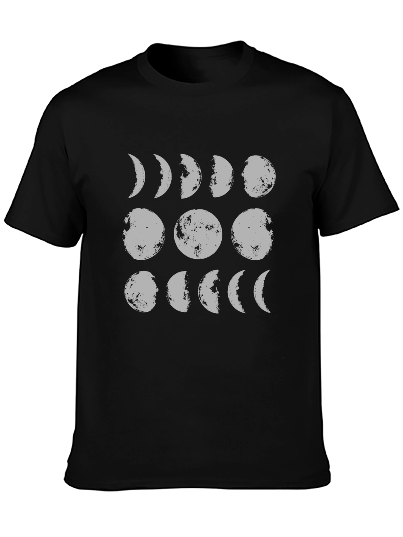 Moon Phases Graphic Tee - Black Cotton T-Shirt
