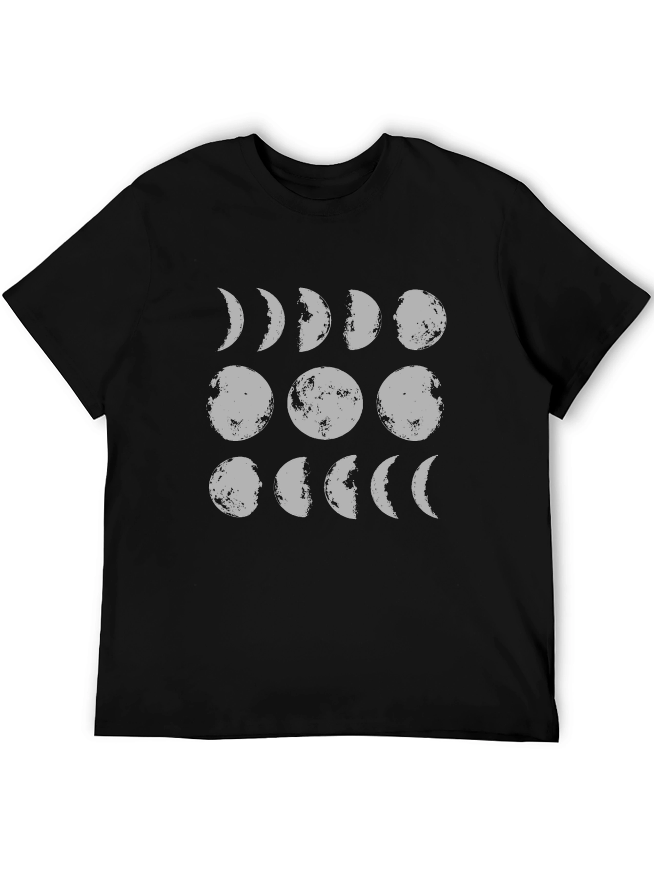 Moon Phases Graphic Tee - Black Cotton T-Shirt