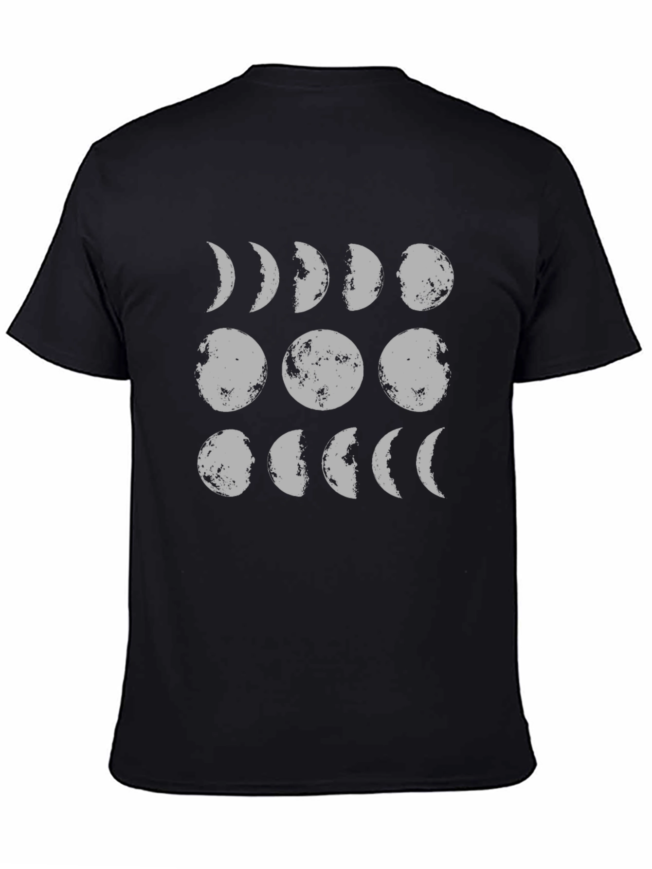Moon Phases Graphic Tee - Black Cotton T-Shirt