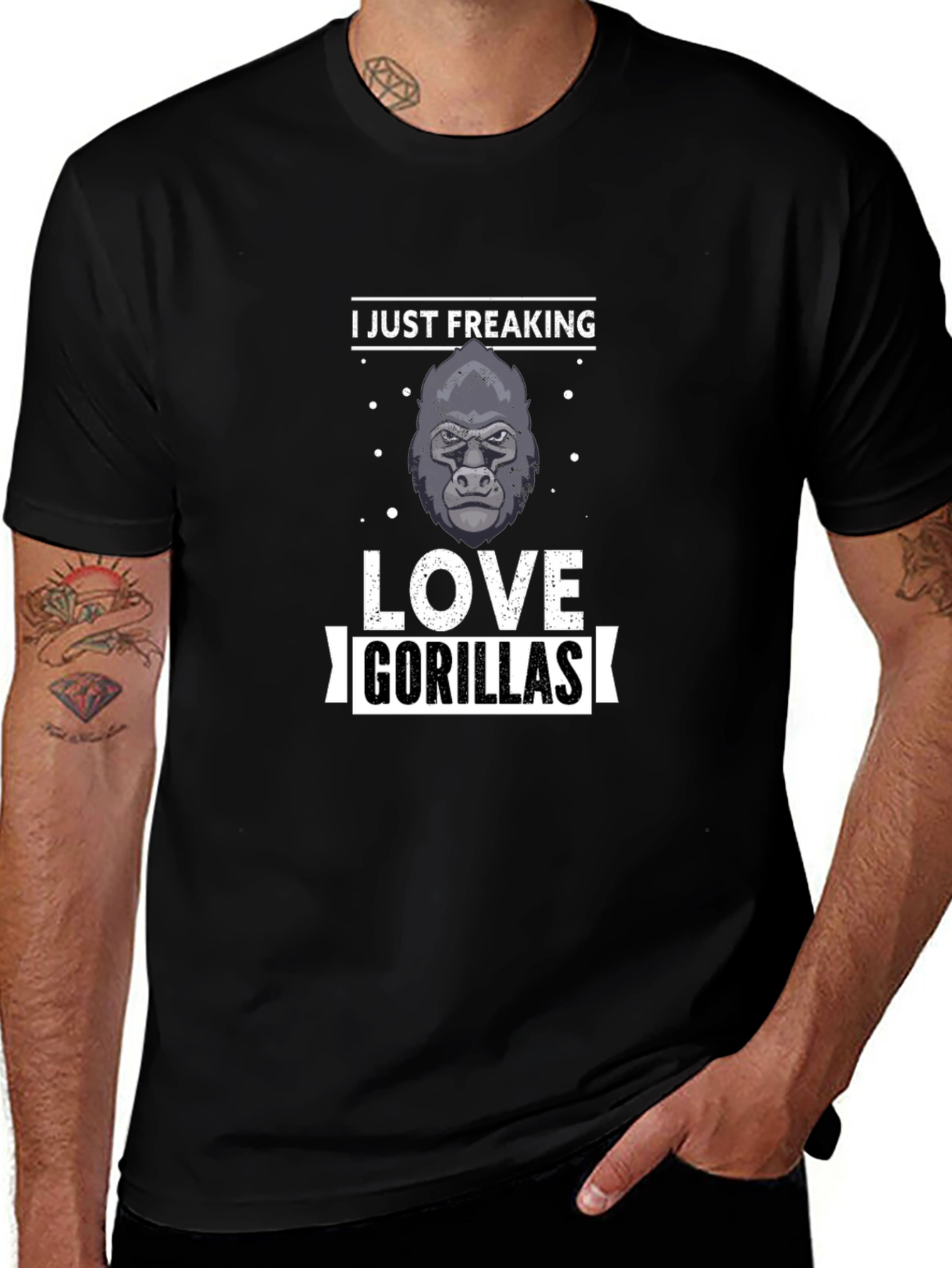 I Just Freaking Love Gorillas Mens Black T-Shirt