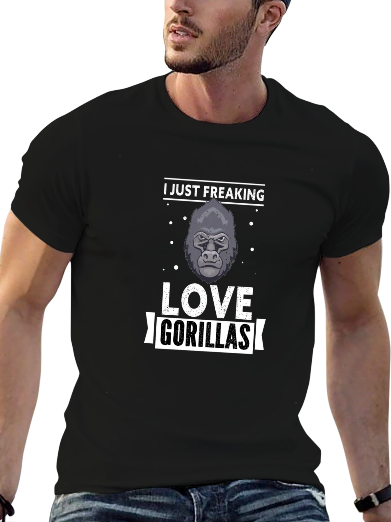 I Just Freaking Love Gorillas Mens Black T-Shirt