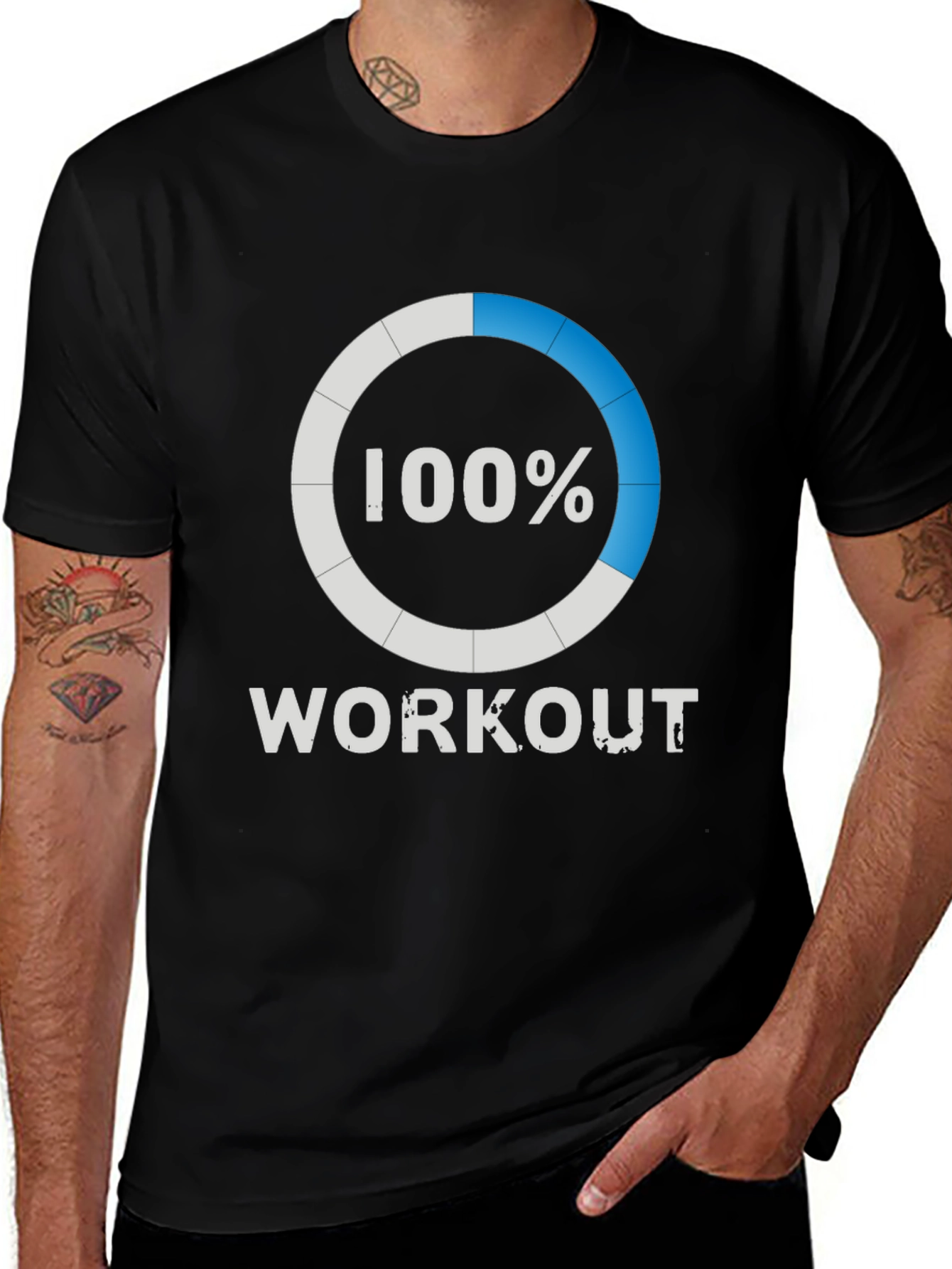 100% Workout Graphic Tee - Black Cotton T-Shirt