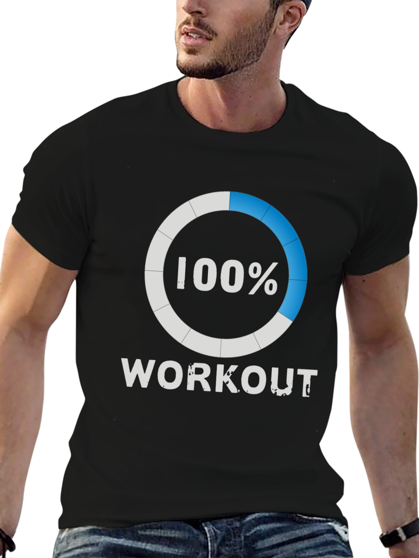100% Workout Graphic Tee - Black Cotton T-Shirt