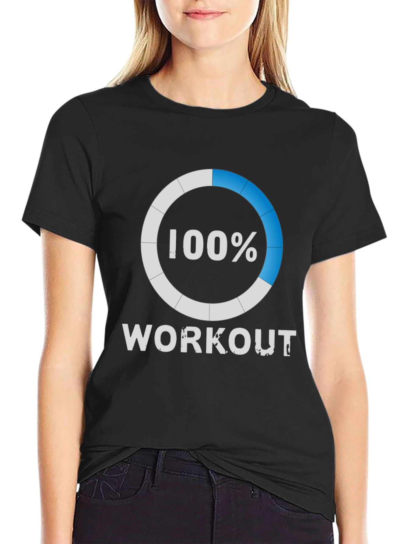 100% Workout Graphic Tee - Black Cotton T-Shirt
