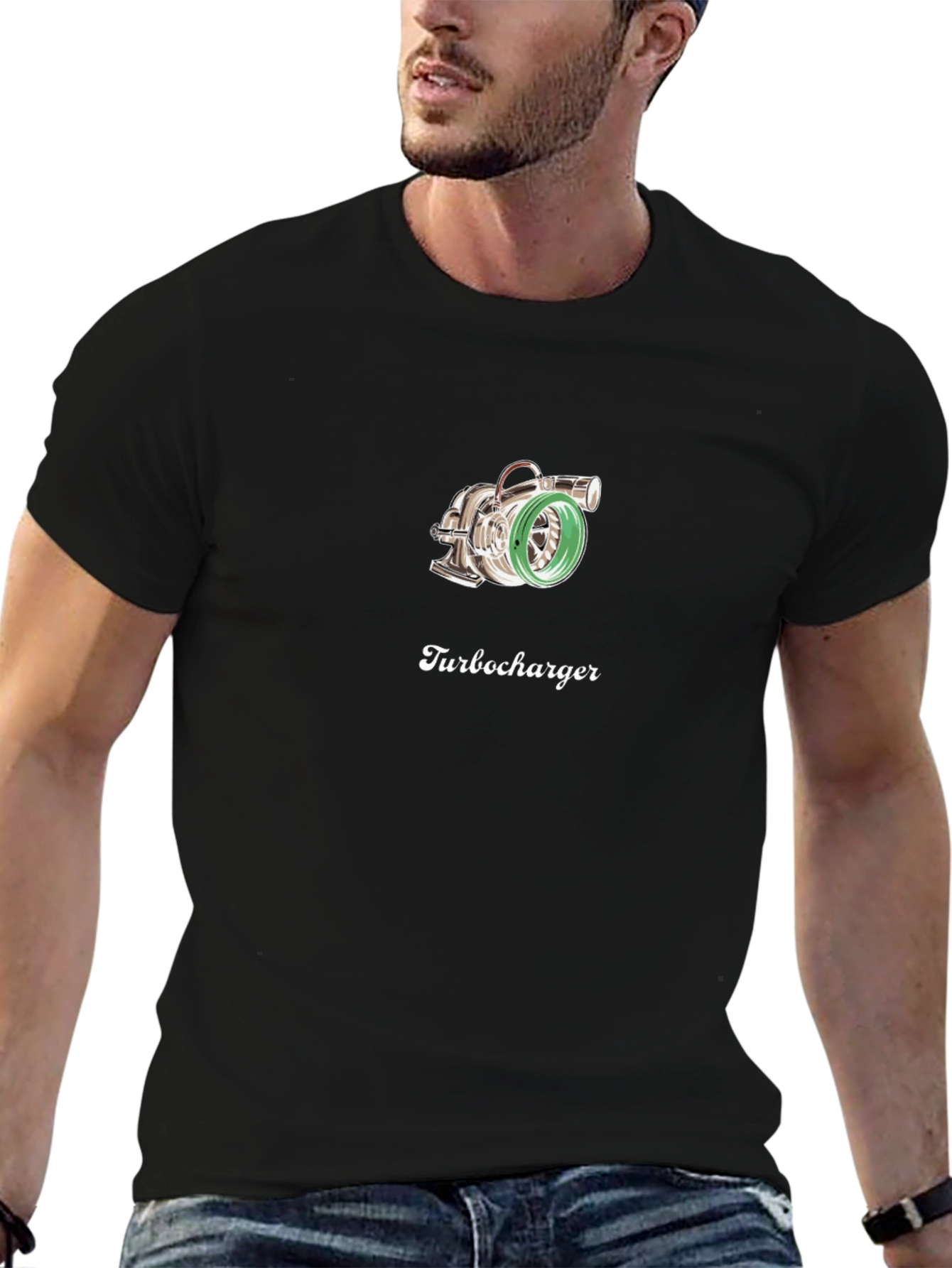 Turbocharger Graphic Tee - Black Cotton T-Shirt