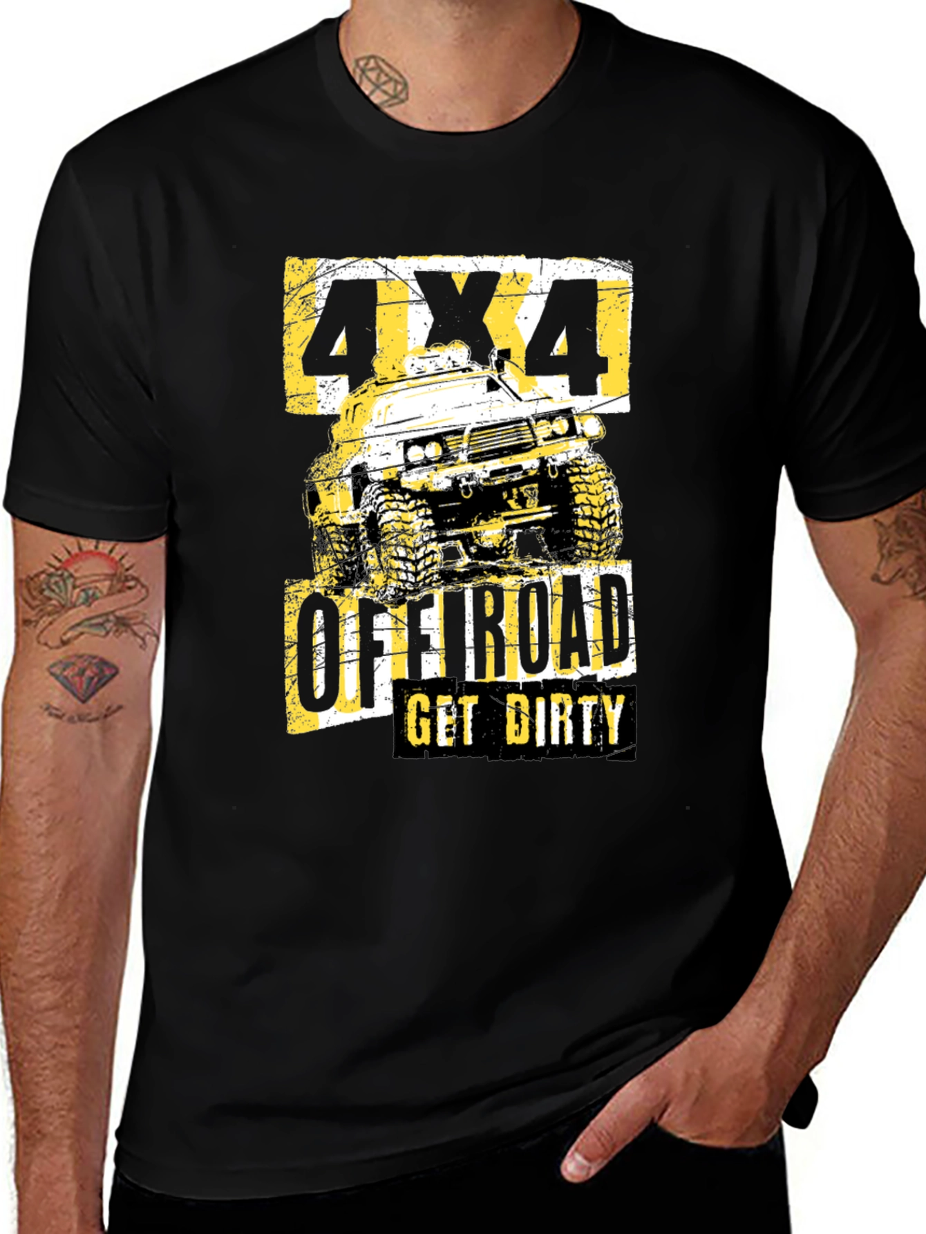 4x4 Off-Road Get Dirty Black Graphic T-Shirt