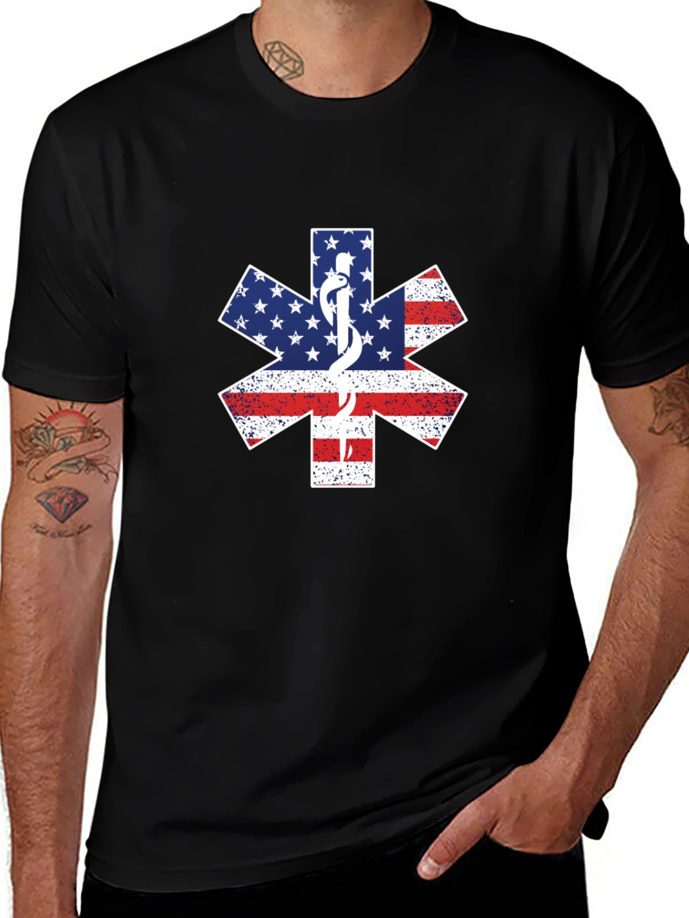 American Flag EMT Star of Life T-Shirt