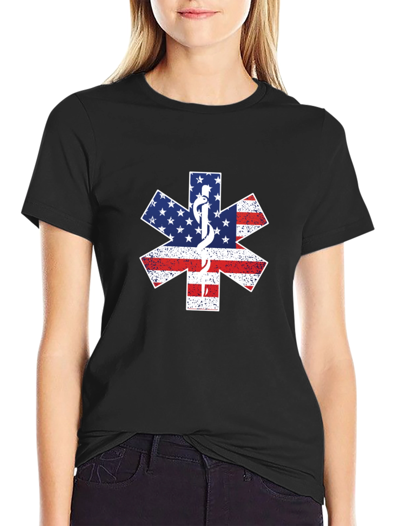 American Flag EMT Star of Life T-Shirt