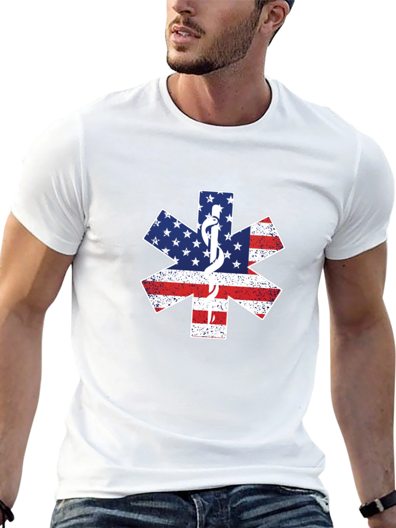 American Flag EMT Star of Life T-Shirt