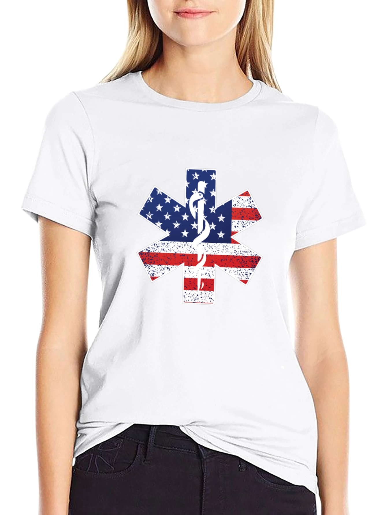 American Flag EMT Star of Life T-Shirt