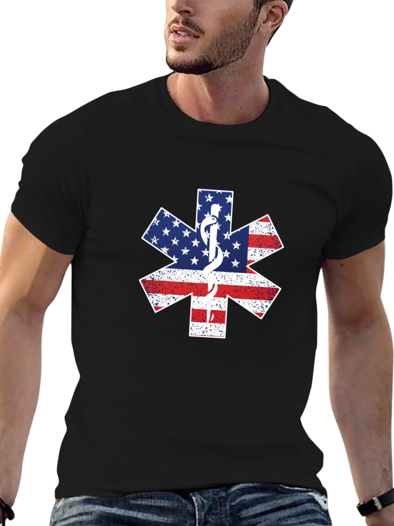 American Flag EMT Star of Life T-Shirt