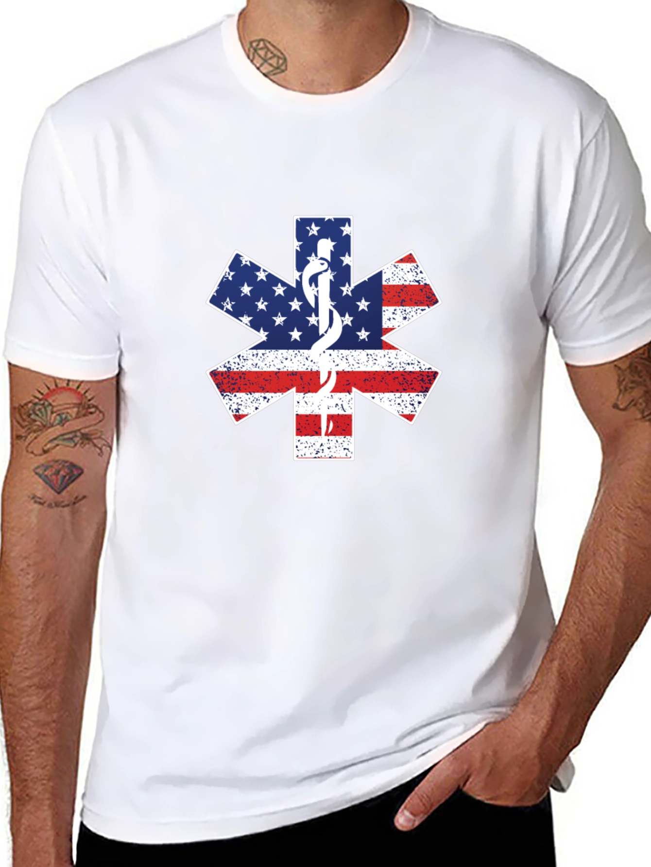 American Flag EMT Star of Life T-Shirt