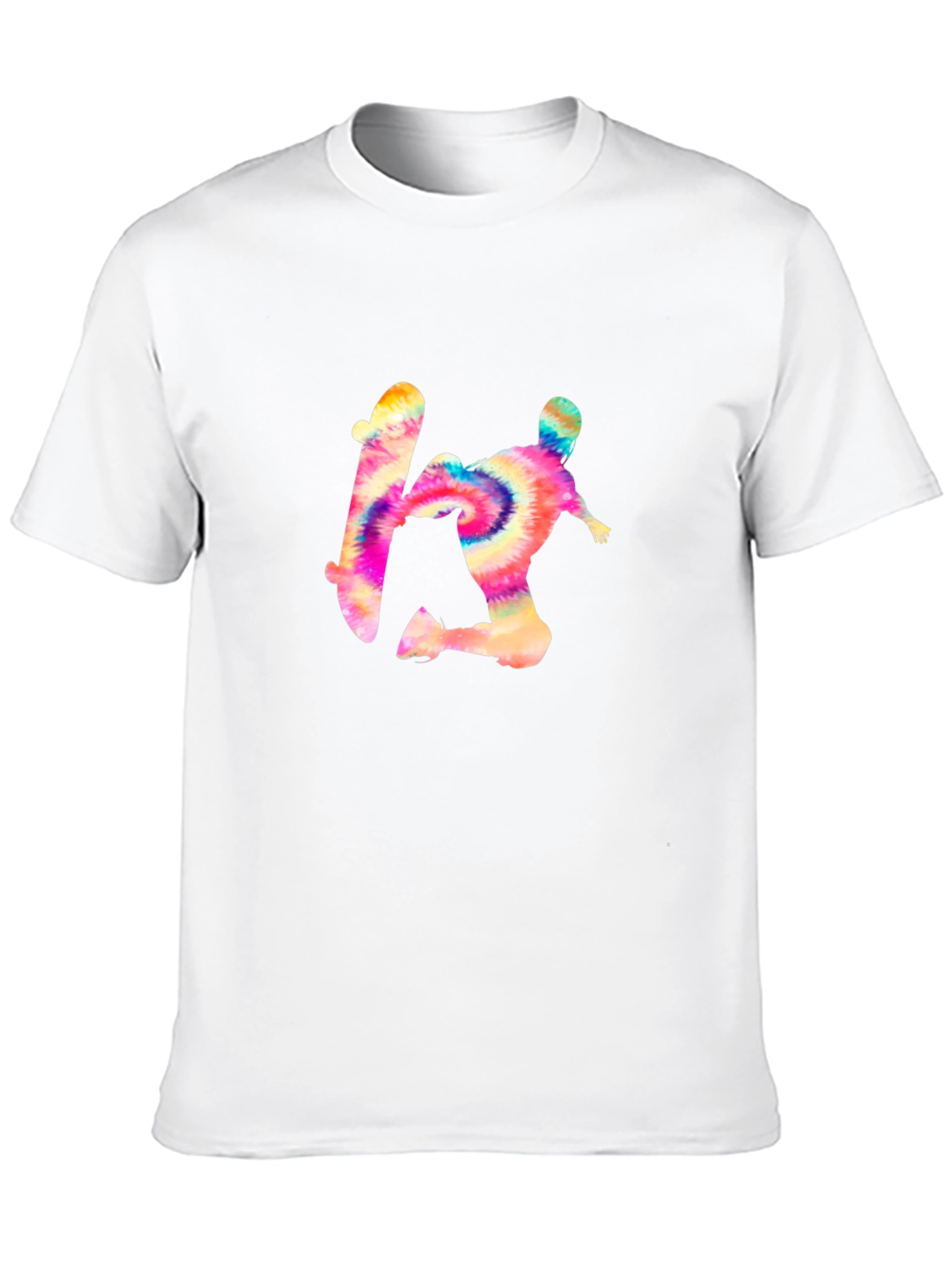 Tie-Dye Skateboarder Graphic Black Tee