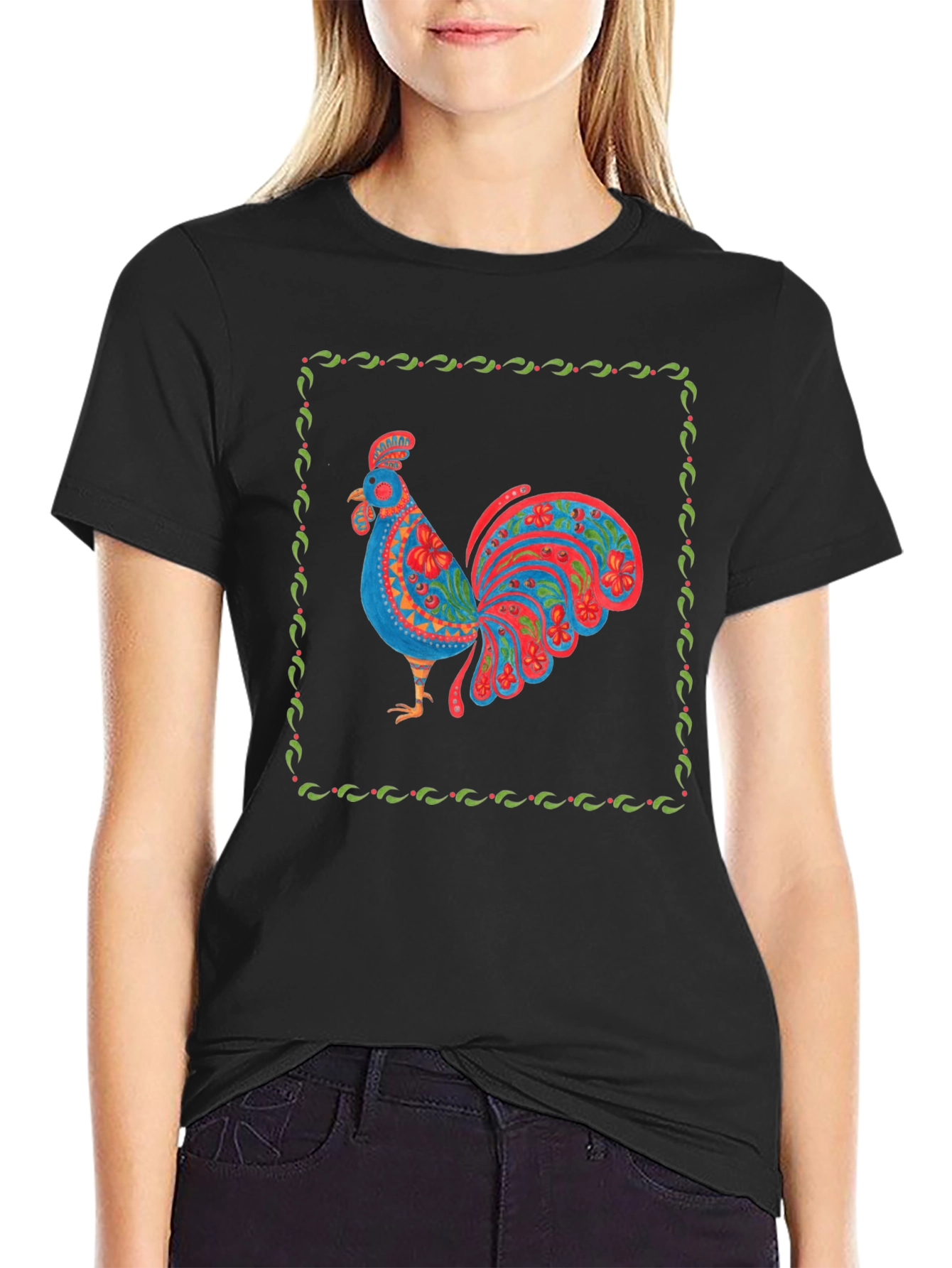 Rooster Graphic Print T-Shirt