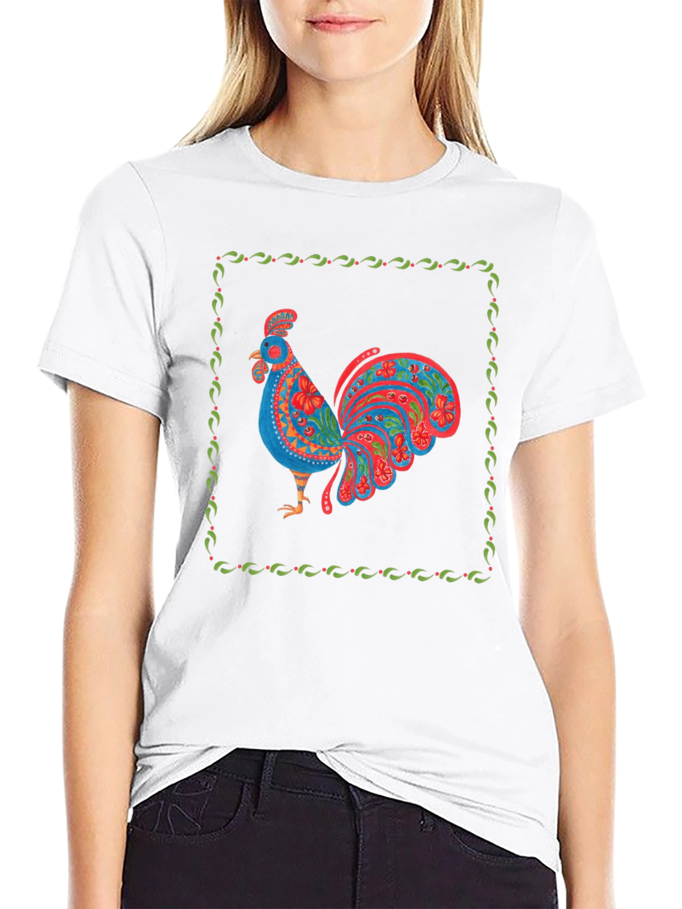Rooster Graphic Print T-Shirt