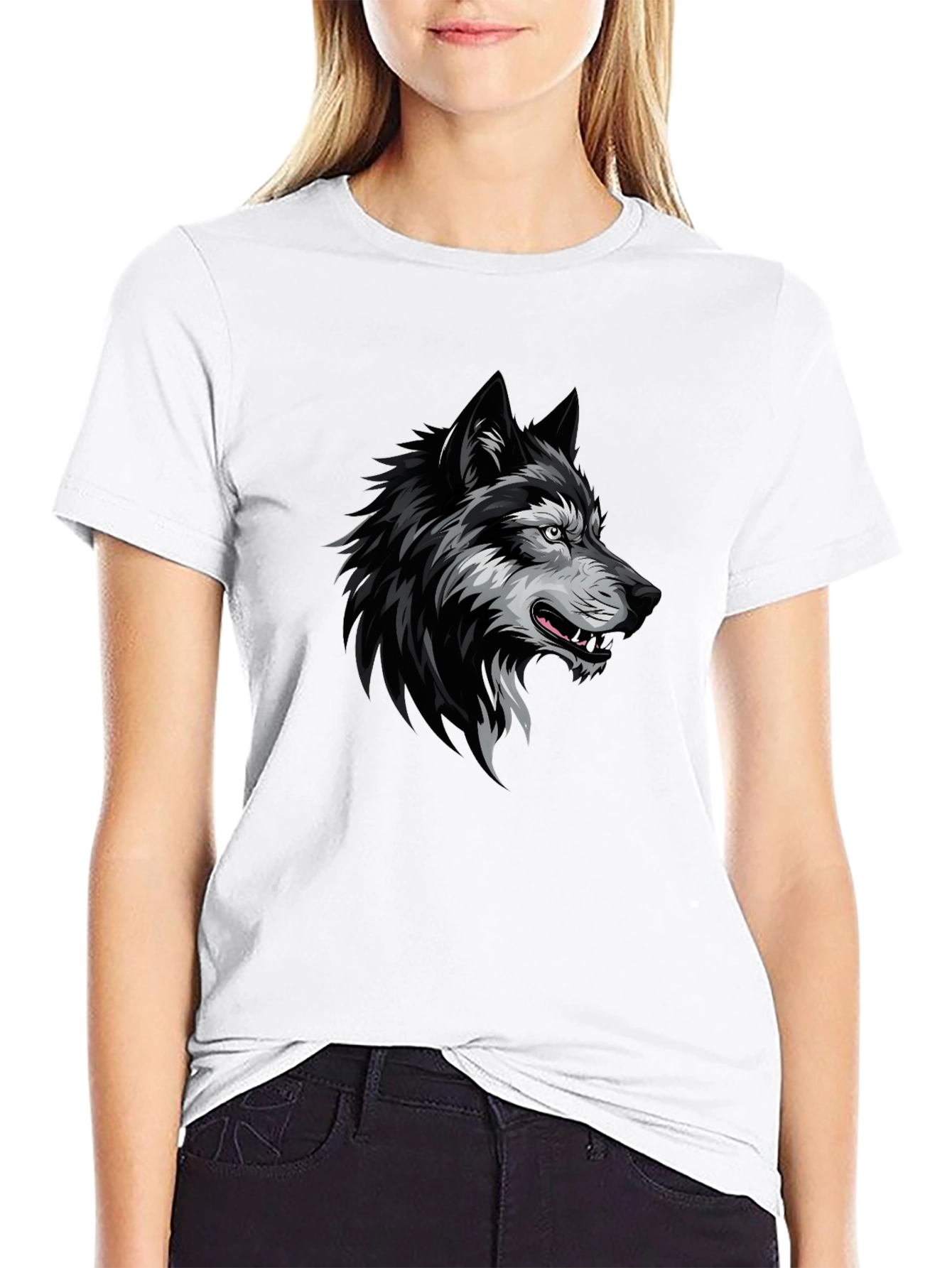 Mens Black Wolf Graphic T-Shirt
