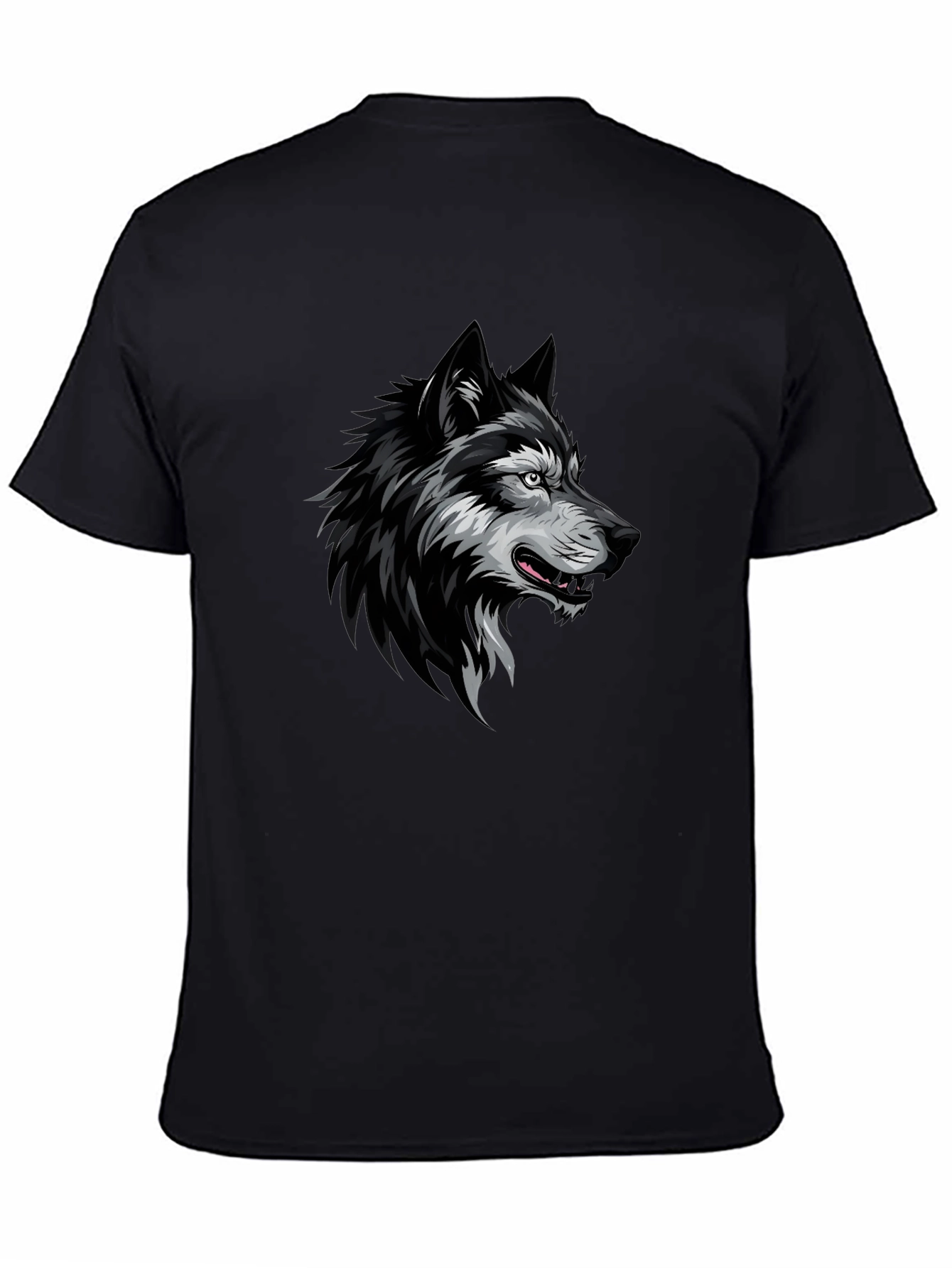 Mens Black Wolf Graphic T-Shirt