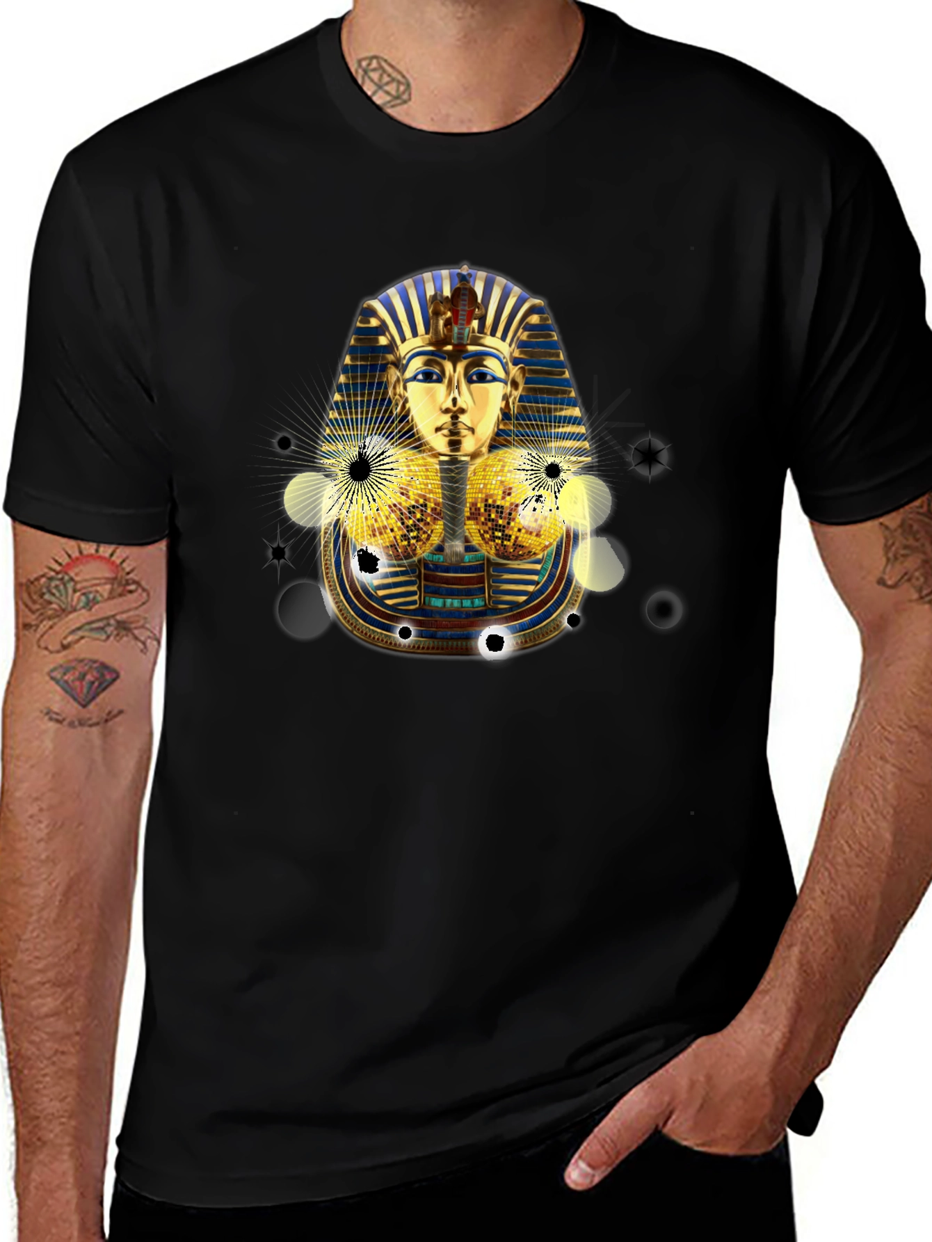 Tutankhamun Graphic Tee - Black Egyptian Pharaoh Design