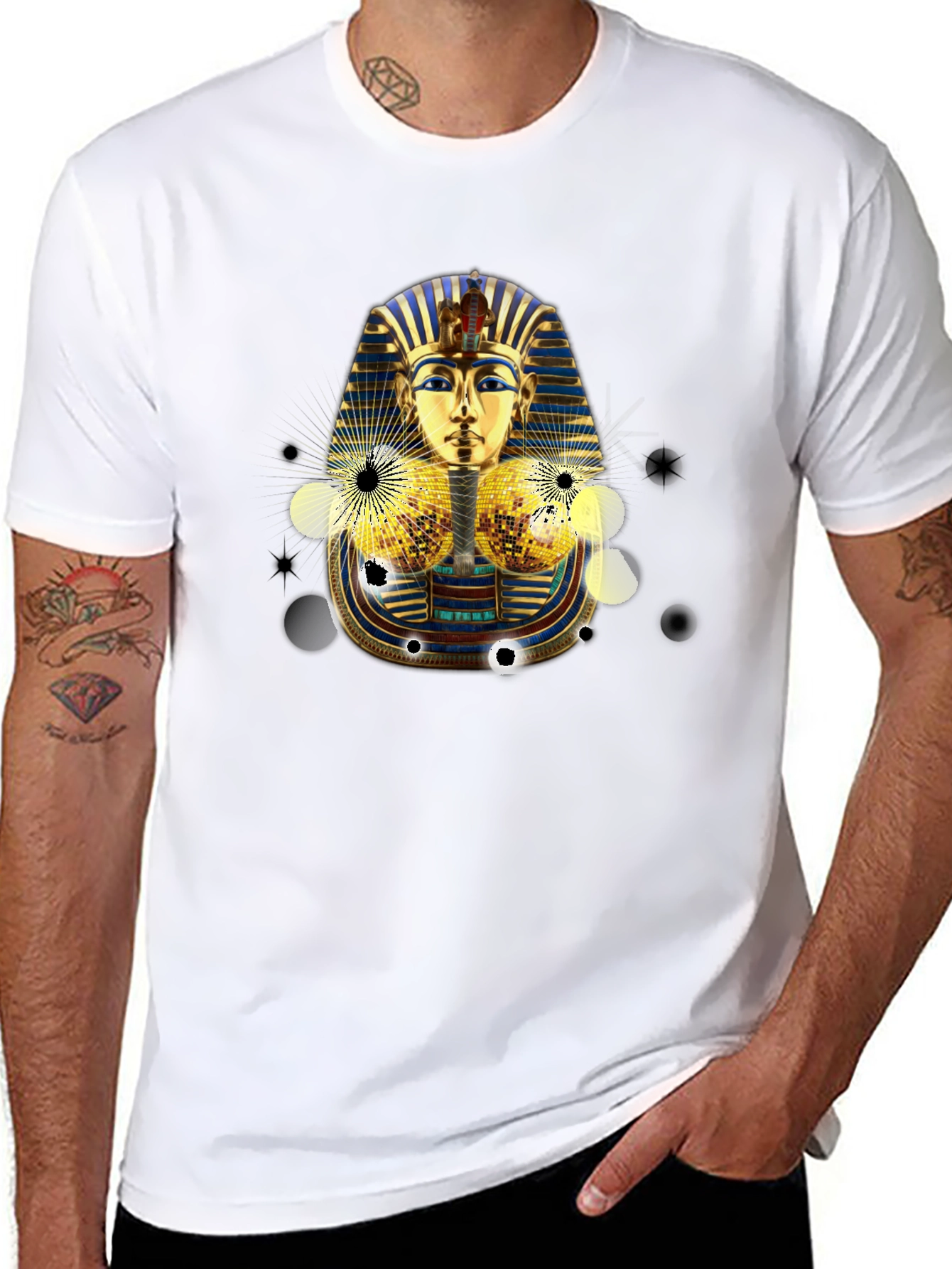 Tutankhamun Graphic Tee - Black Egyptian Pharaoh Design