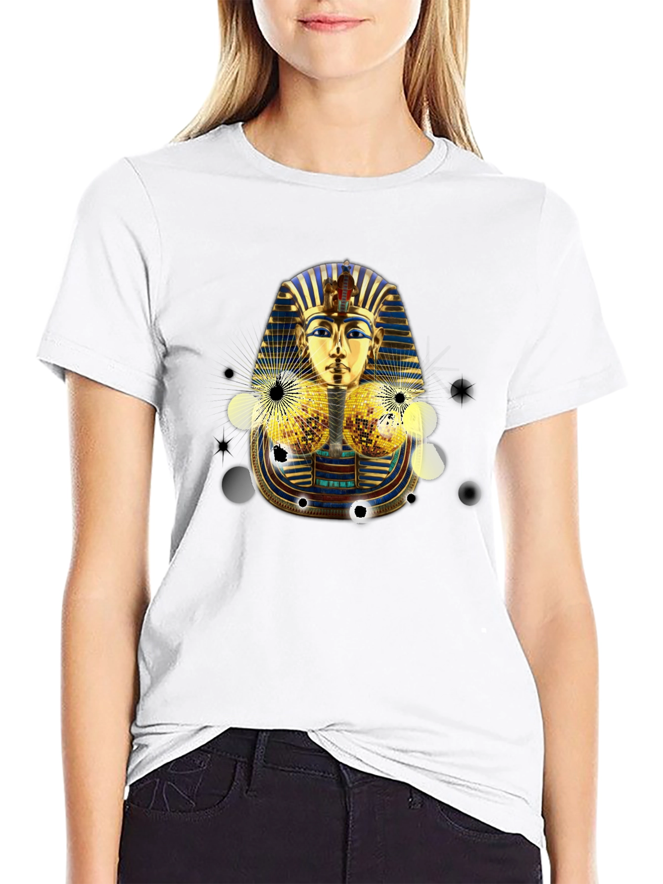 Tutankhamun Graphic Tee - Black Egyptian Pharaoh Design