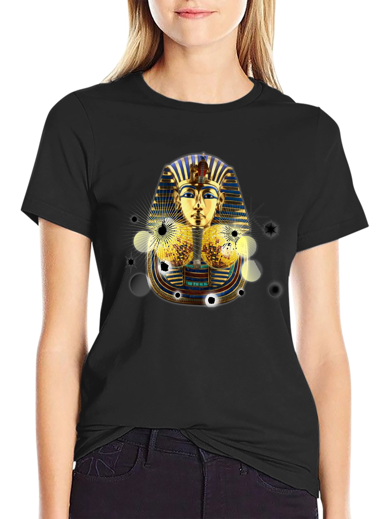 Tutankhamun Graphic Tee - Black Egyptian Pharaoh Design